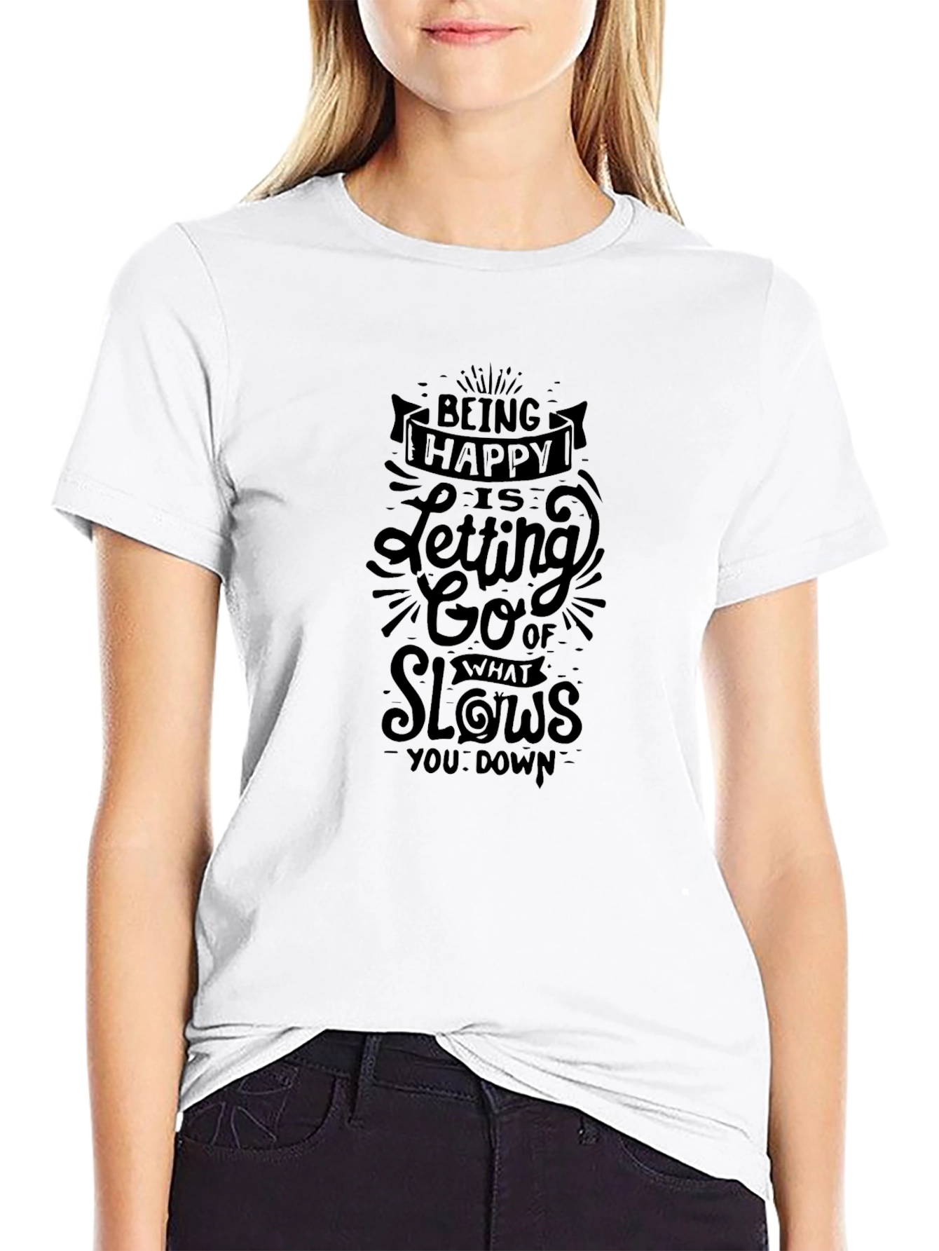 Black Being Happy T-Shirt view 9