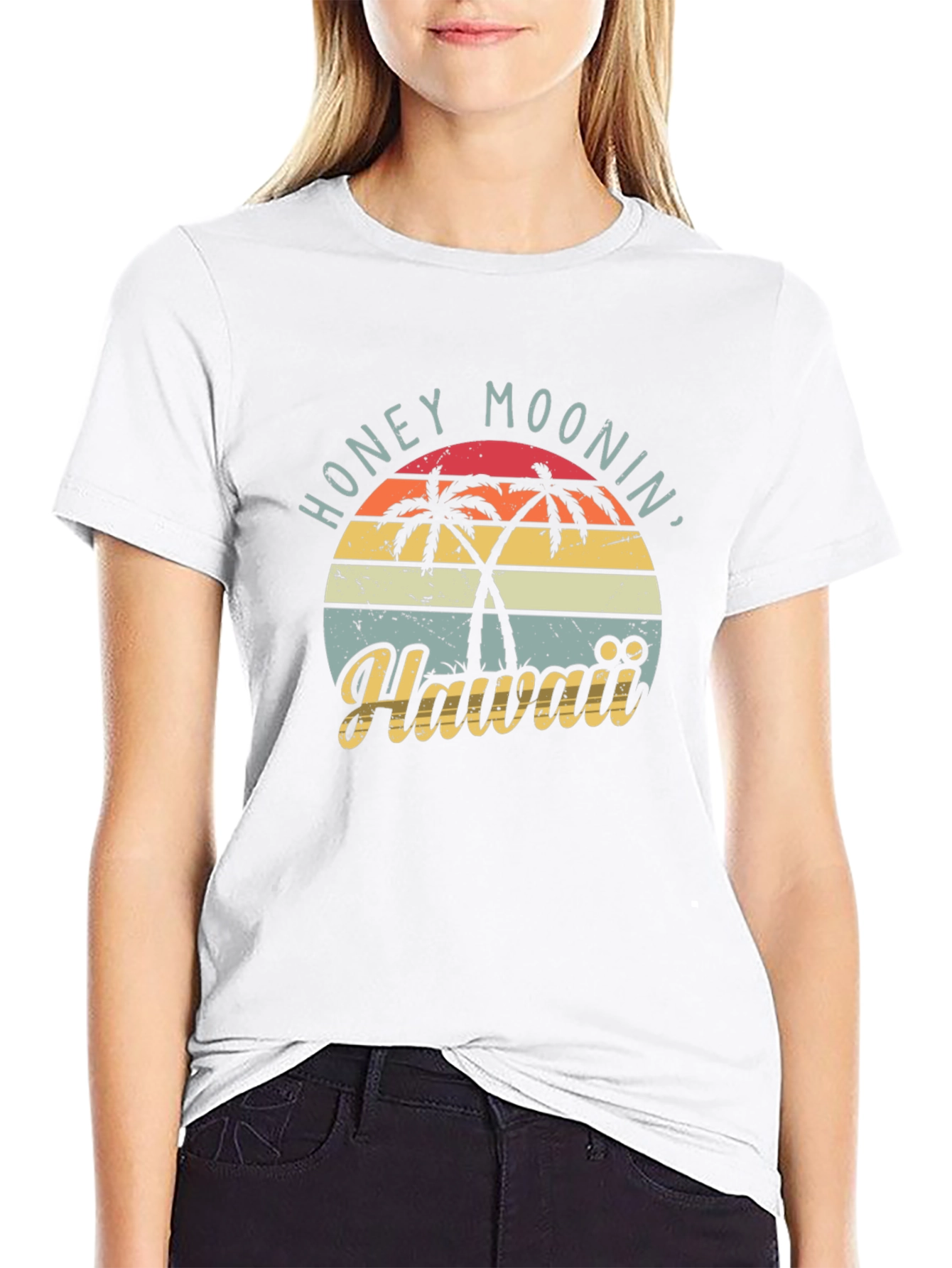 Black Retro Honeymoonin' Hawaii Graphic Tee - Black view 9