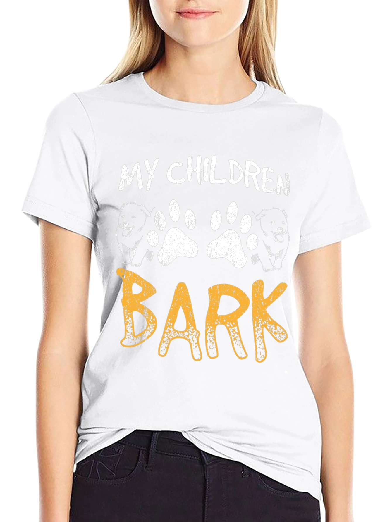 Black My Children Bark T-Shirt - Dog Paw Print Tee view 9