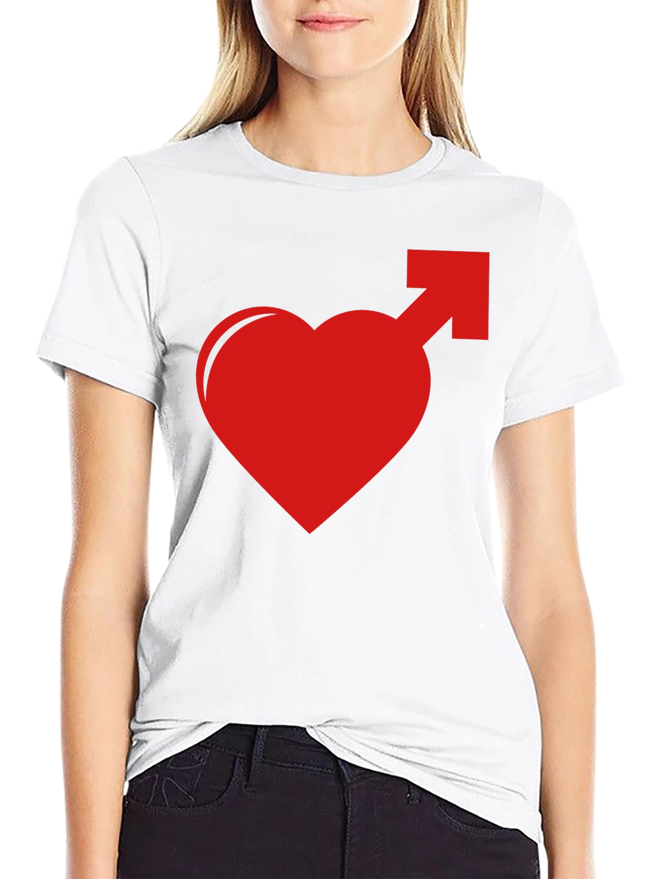 Black Heart Male Symbol Graphic Tee - Black Cotton Blend view 9