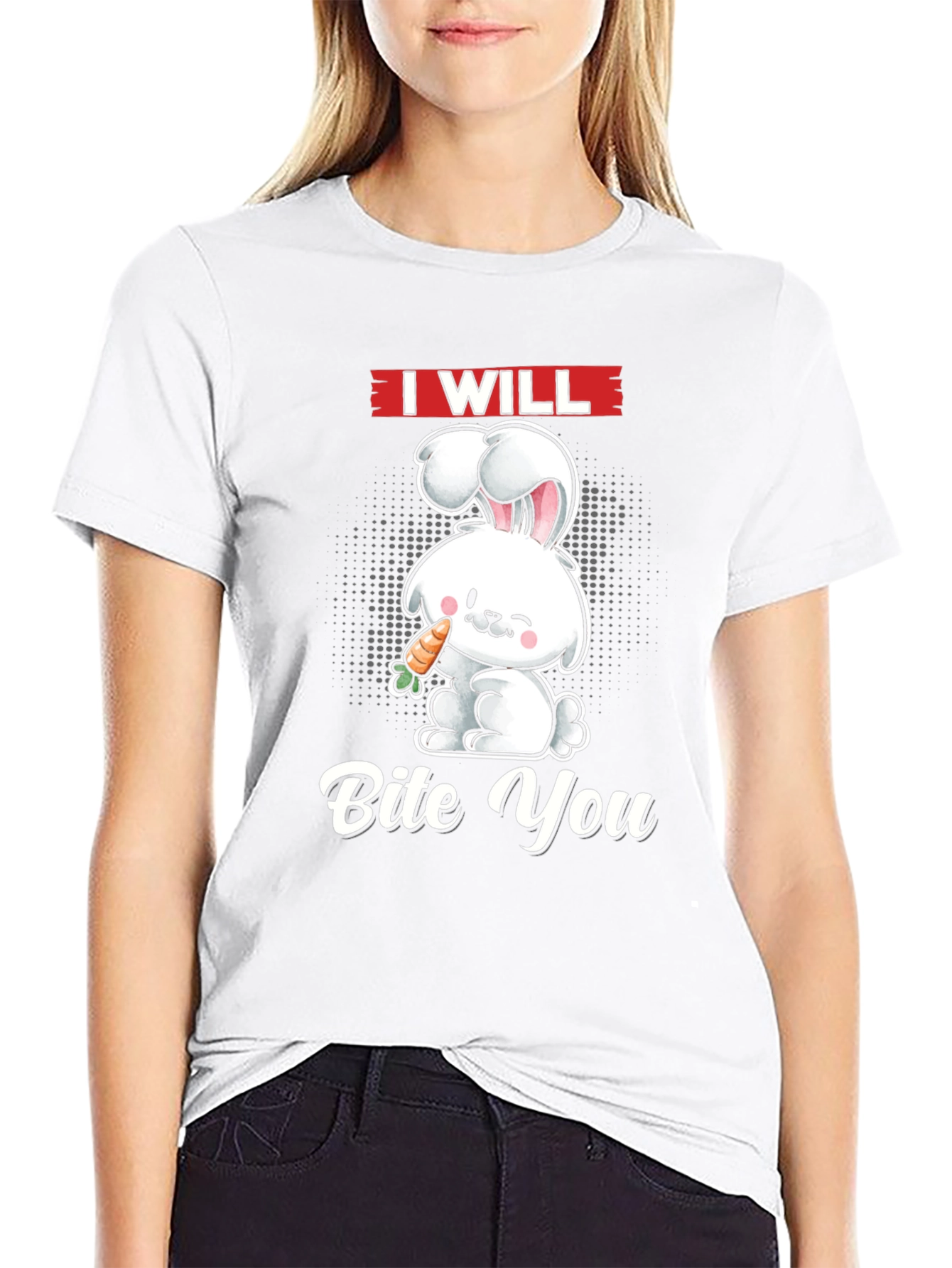 Black I Will Bite You Bunny Graphic Tee view 9
