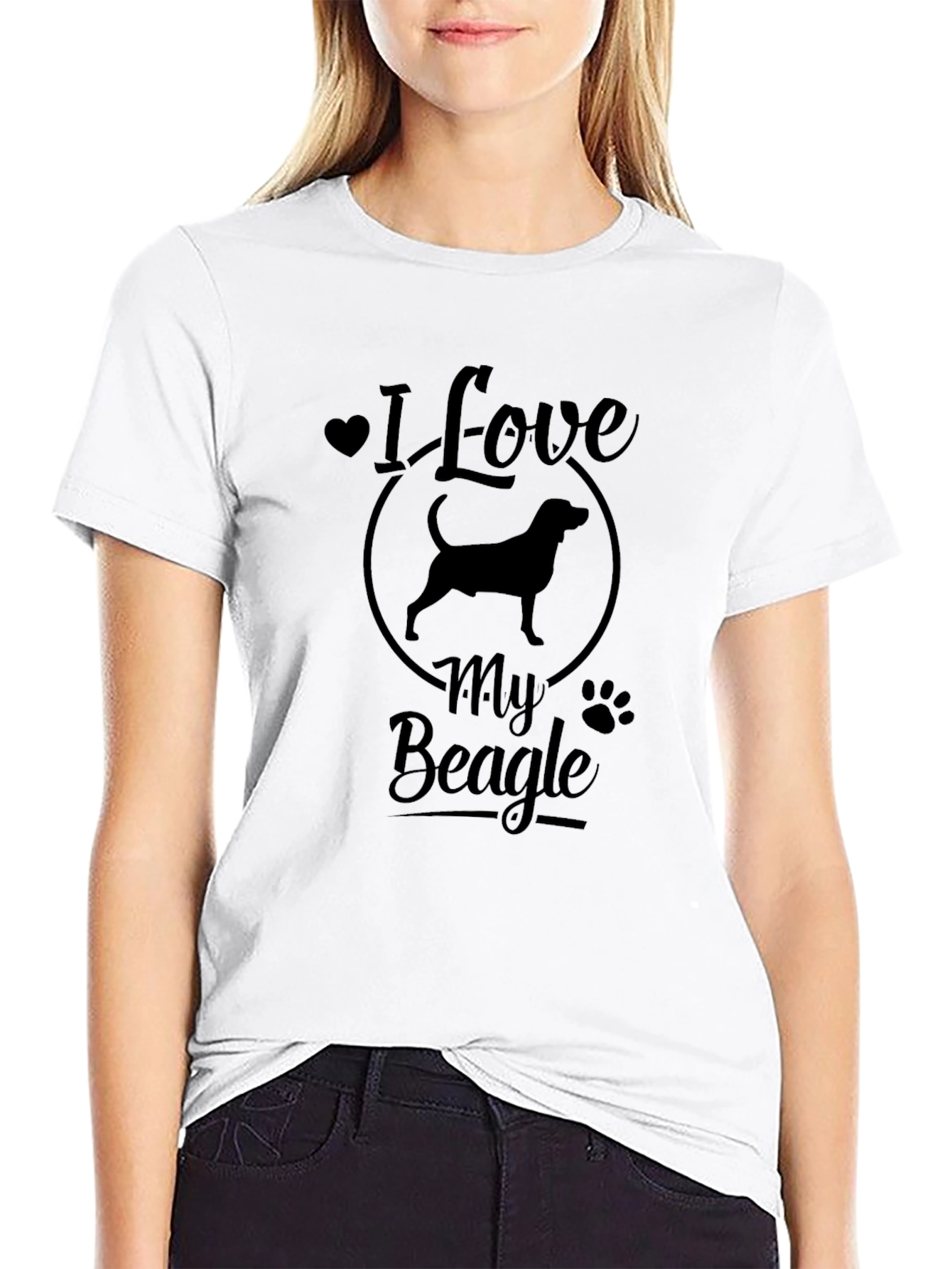 Black I Love My Beagle Black T-Shirt view 9