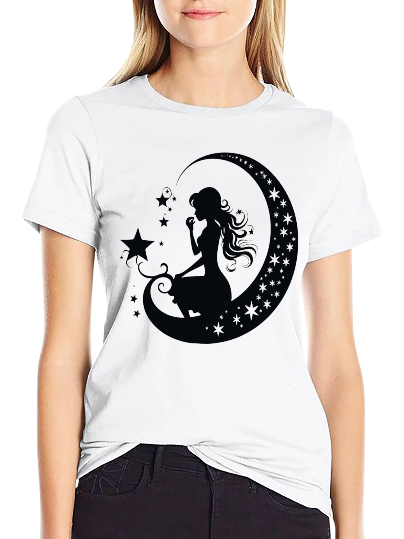 Black Moon Goddess Black T-Shirt view 9