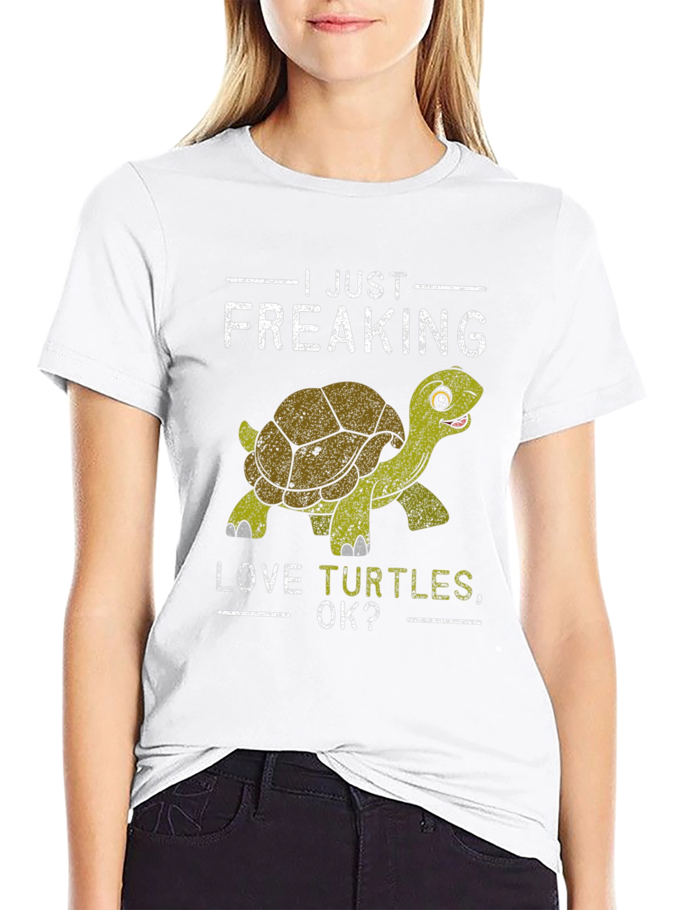 Black I Just Freaking Love Turtles, OK? T-Shirt view 9