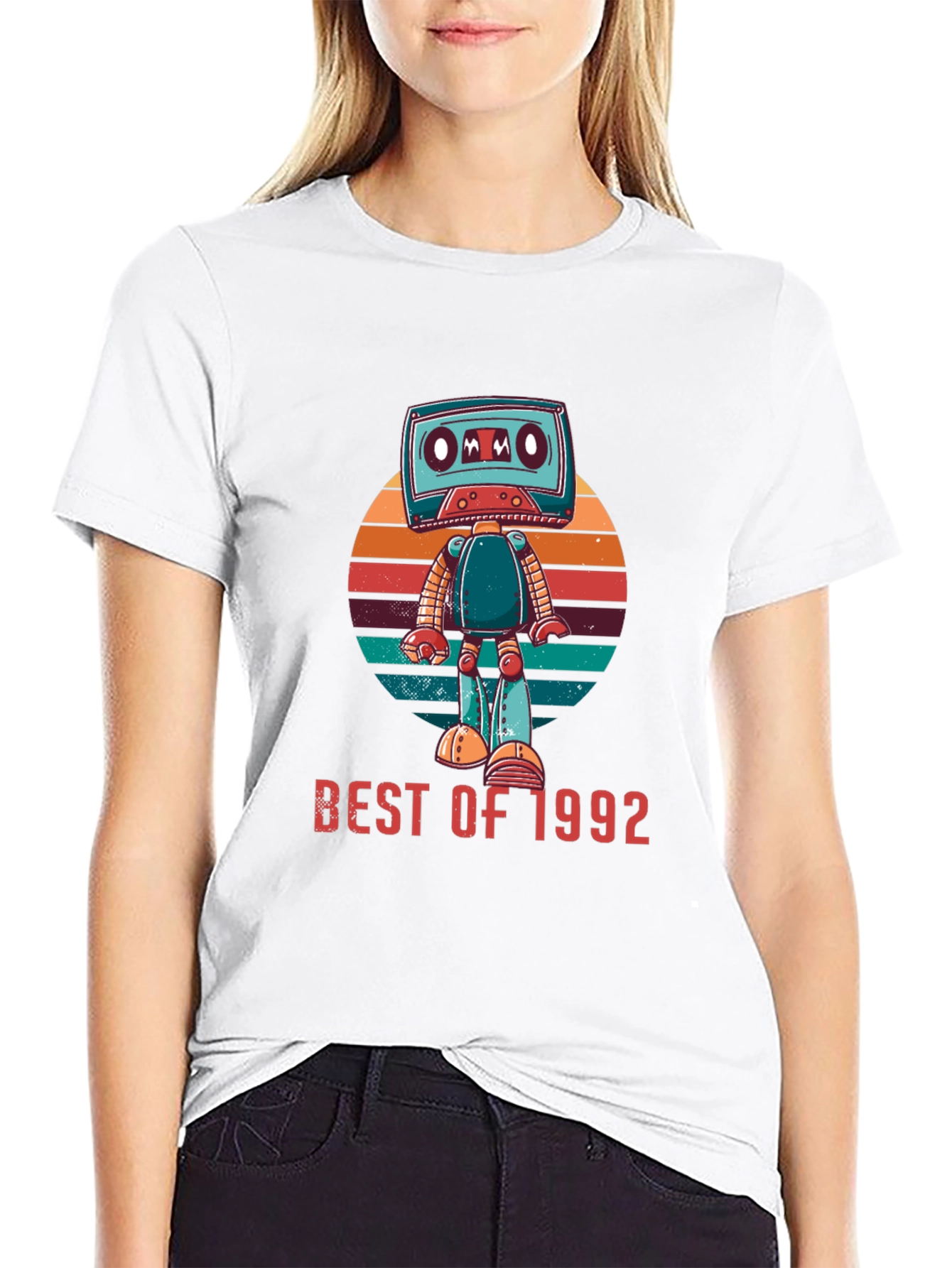 Black Best of 1992 Cassette Robot Graphic T-Shirt view 9