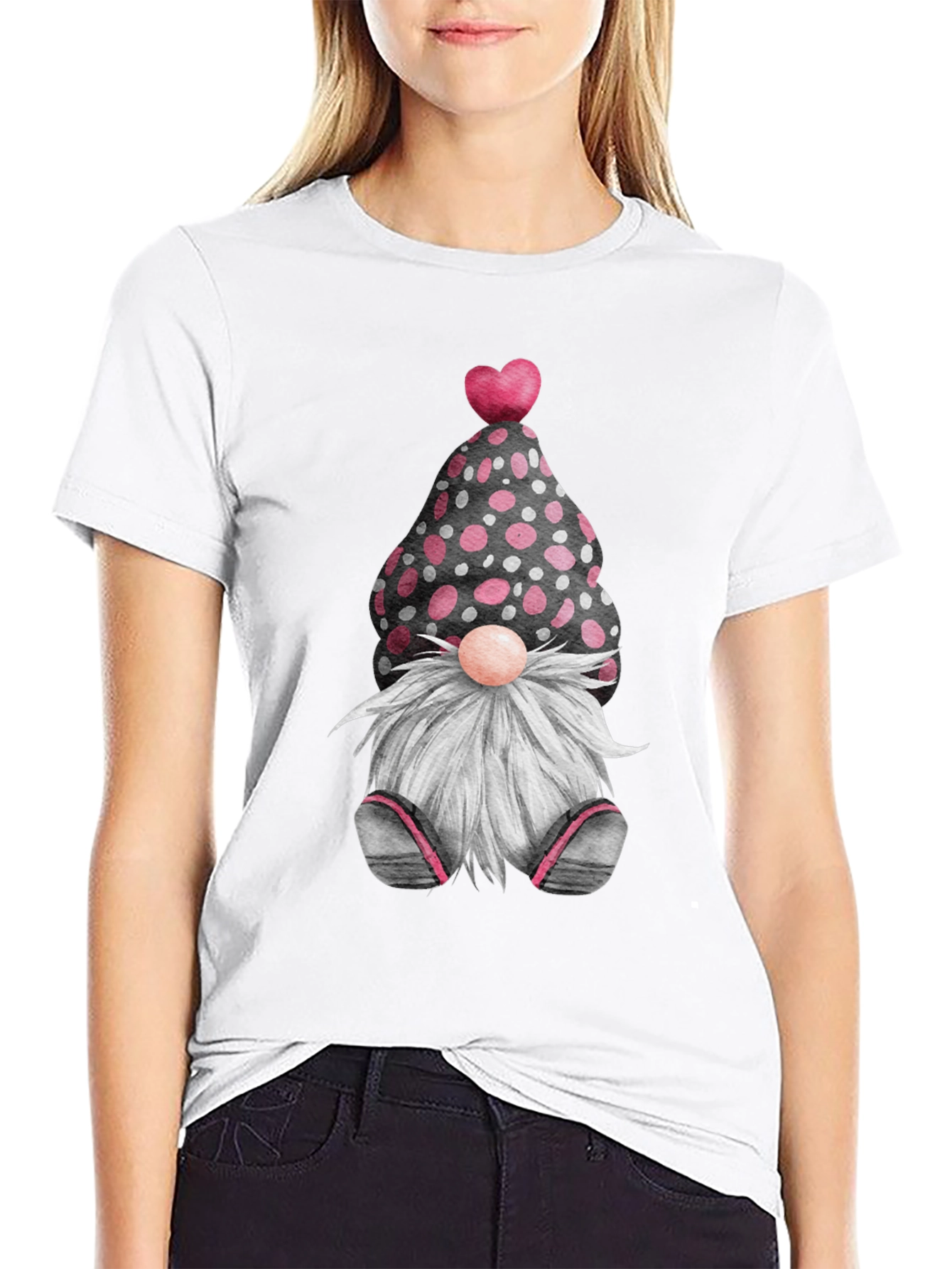 Black Cute Valentine's Gnome T-Shirt - Black view 9