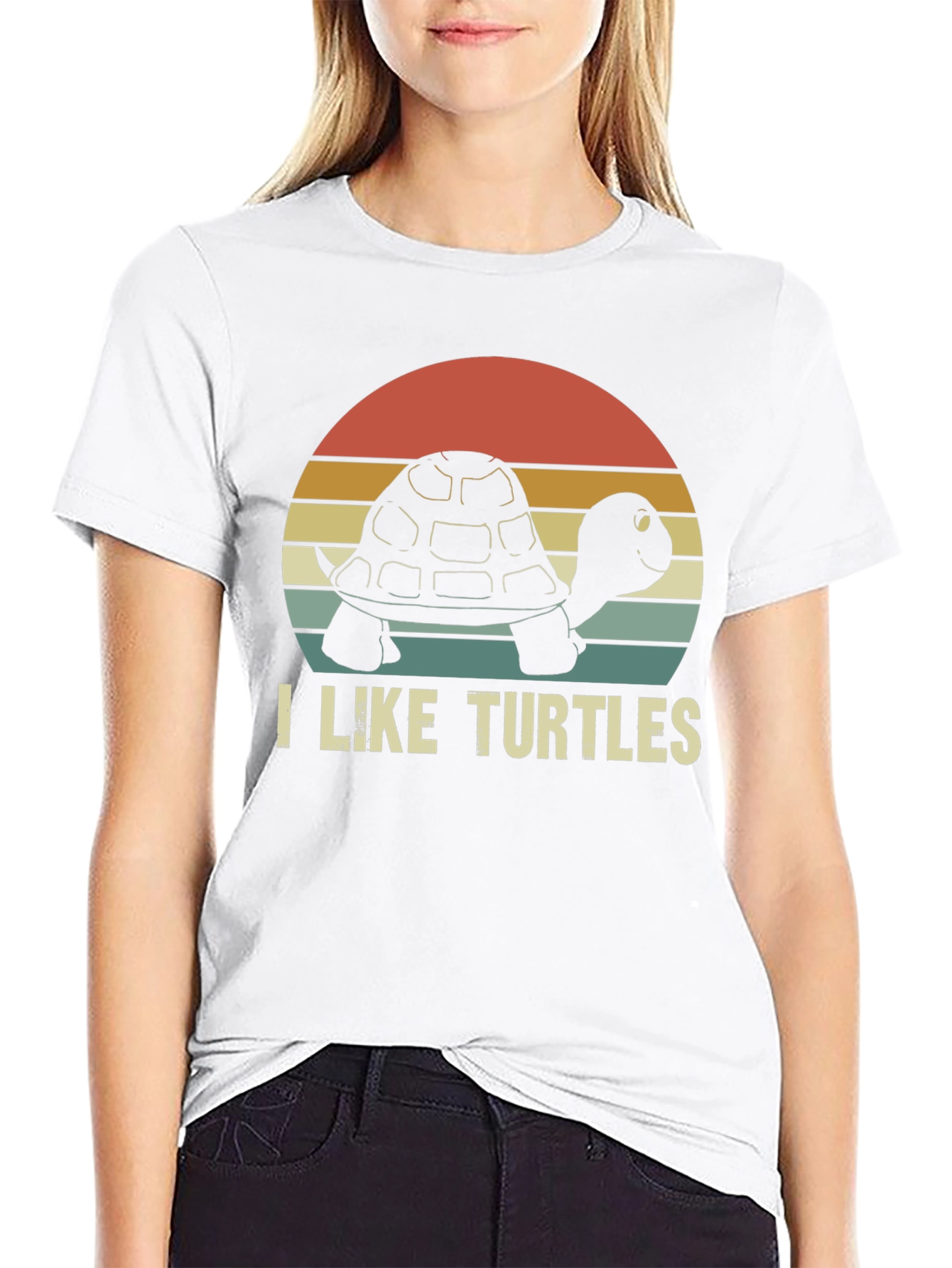 Black I Like Turtles Retro Graphic T-Shirt view 9