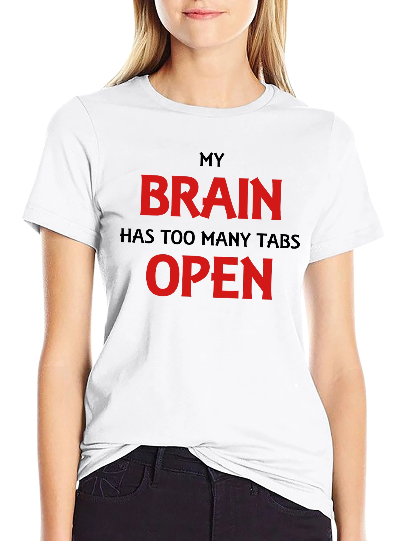 Black My Brain Has Too Many Tabs Open Graphic T-Shirt view 9