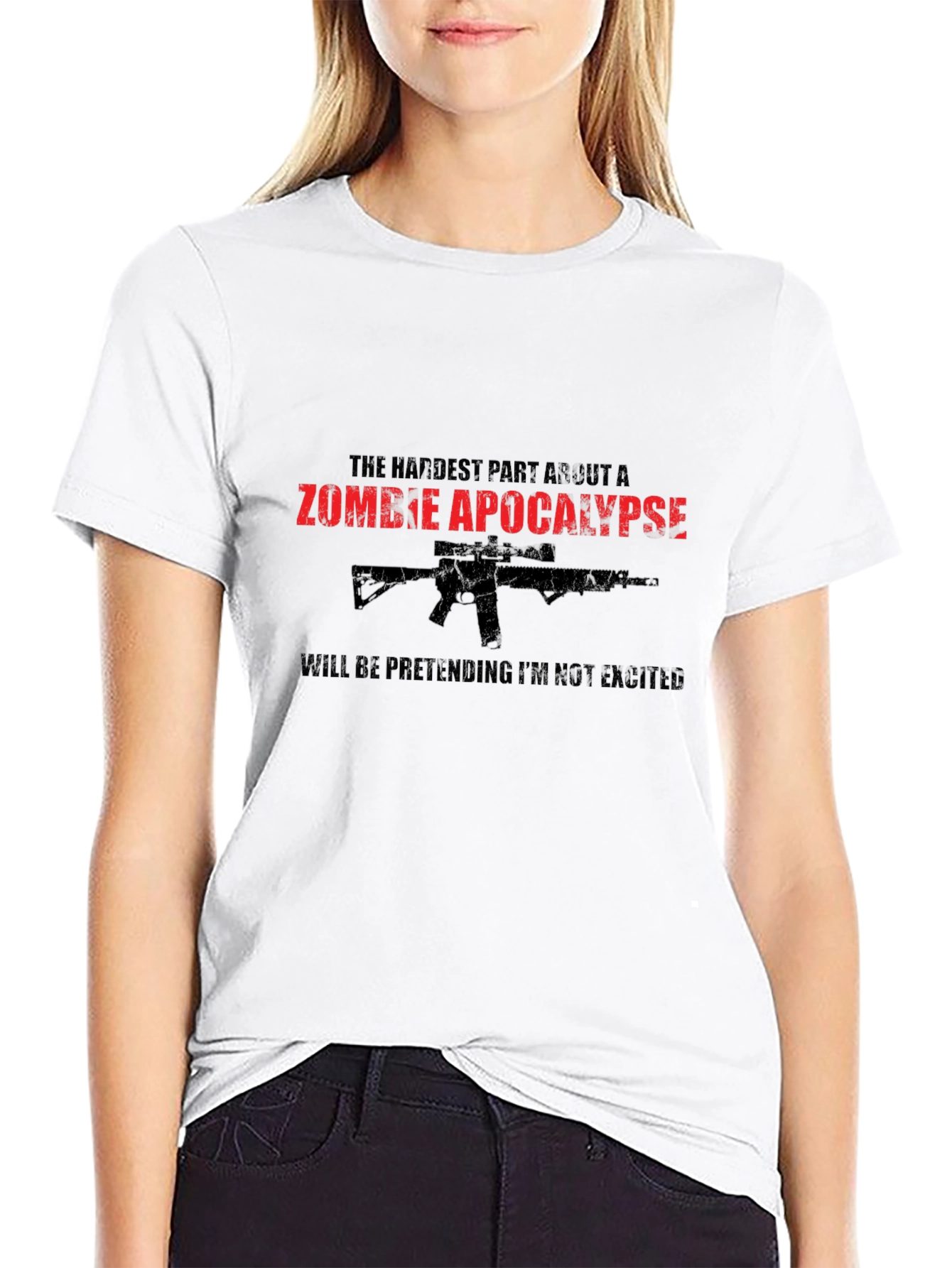 Black Zombie Apocalypse Humor T-Shirt view 9