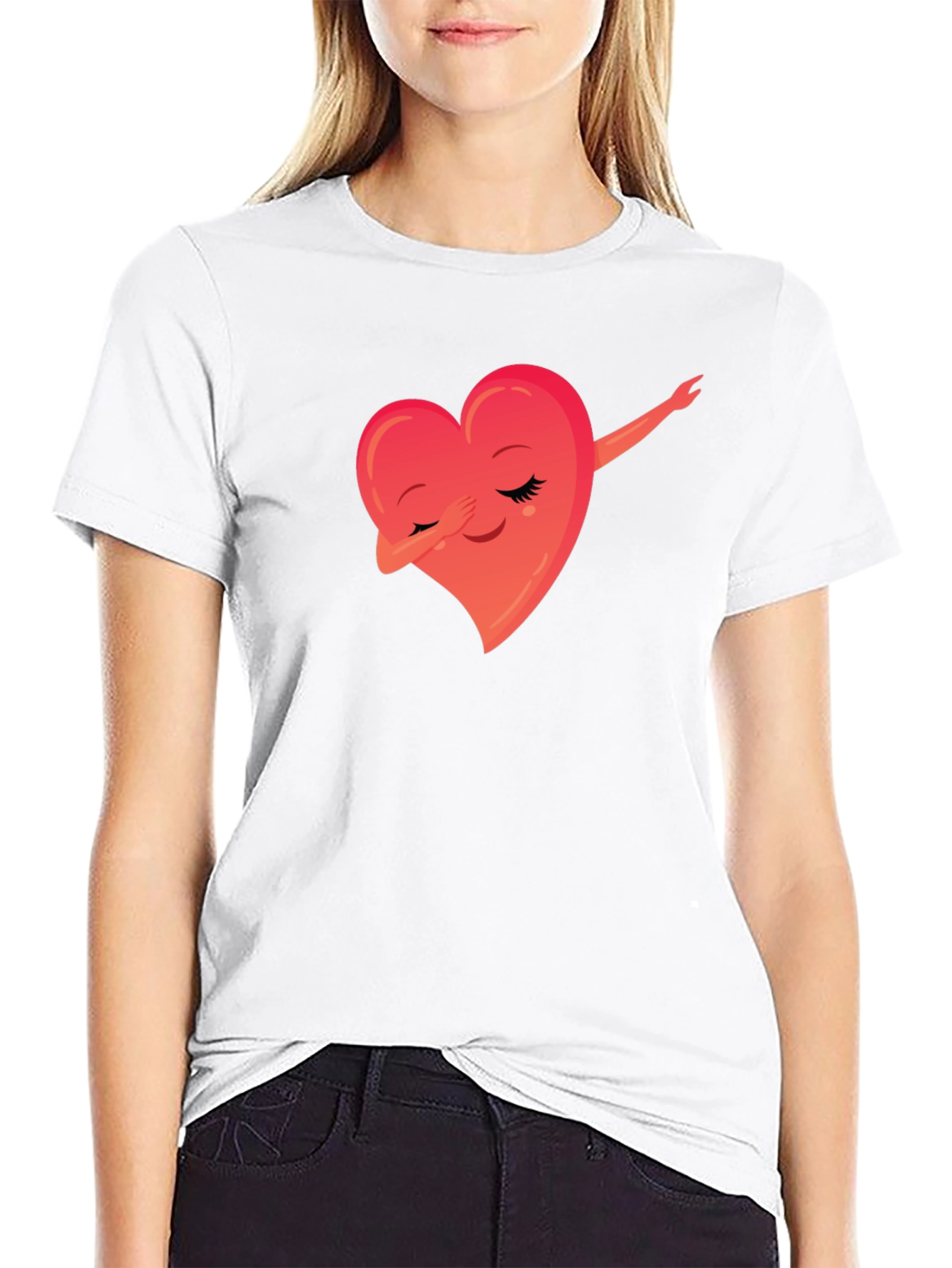 Black Dabbing Heart Graphic Tee - Soft & Stylish view 9