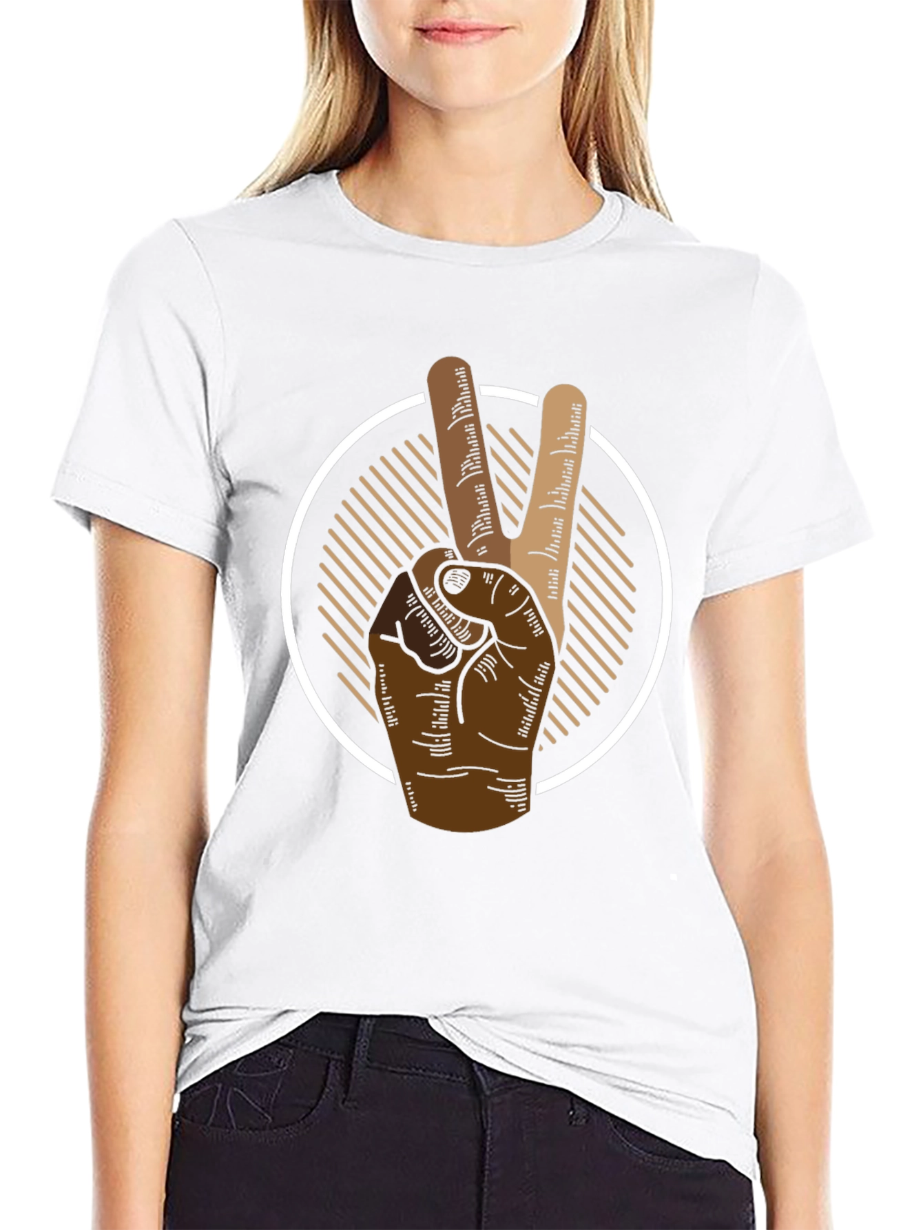 Black Peace Sign Graphic Tee - Men's Black T-Shirt view 9