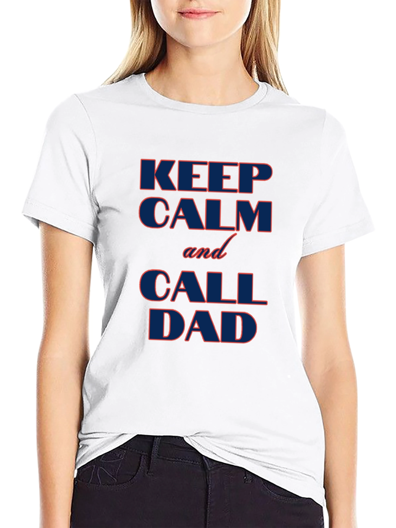 Black Keep Calm and Call Dad T-Shirt - Black Cotton Tee view 9