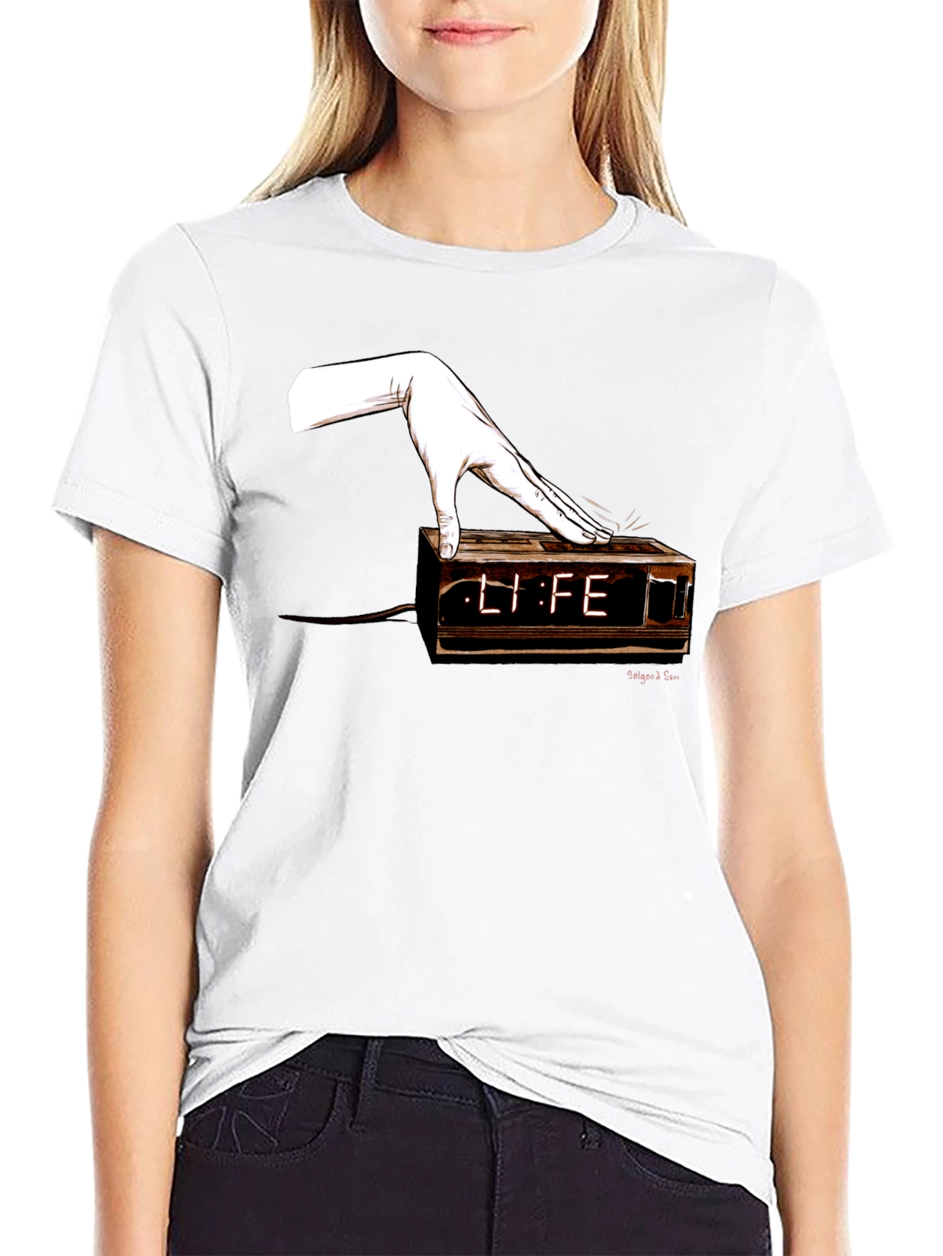 Black Life Alarm Clock Graphic Tee - Unisex view 9