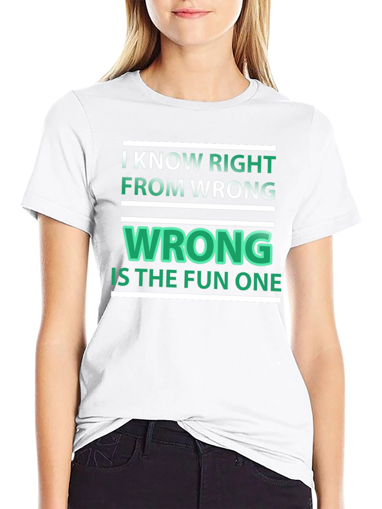 Black Funny "Wrong is the Fun One" Graphic Tee view 9