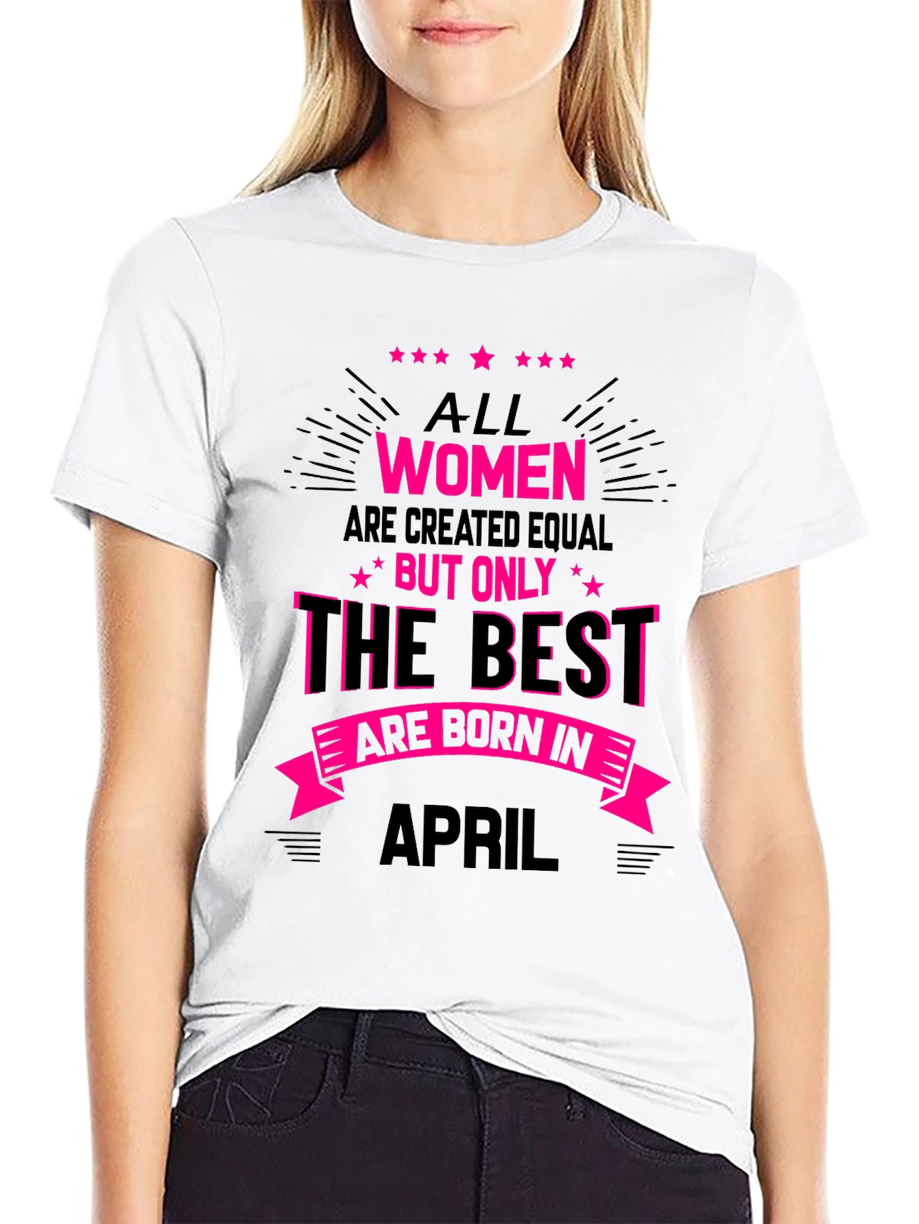 Black Best Women Born in April T-Shirt view 9