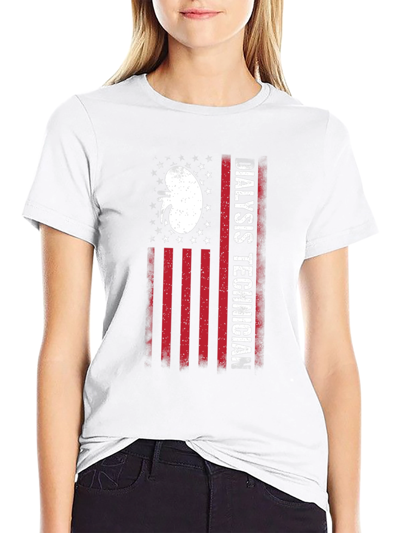 Black Dialysis Technician American Flag T-Shirt view 9