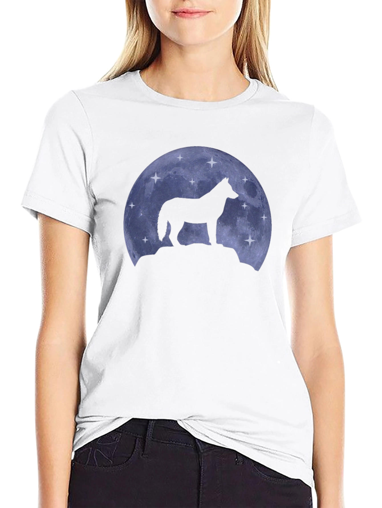 Black Wolf Moon Silhouette T-Shirt view 9
