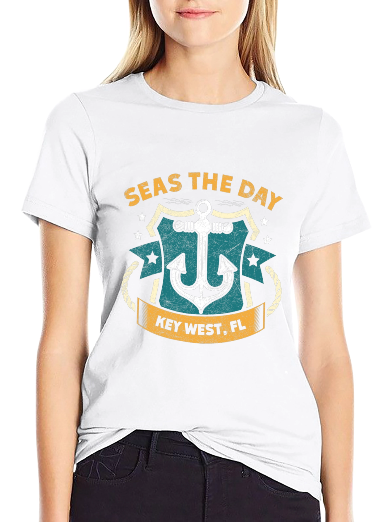 Seas The Day Anchor Graphic T-Shirt - 9