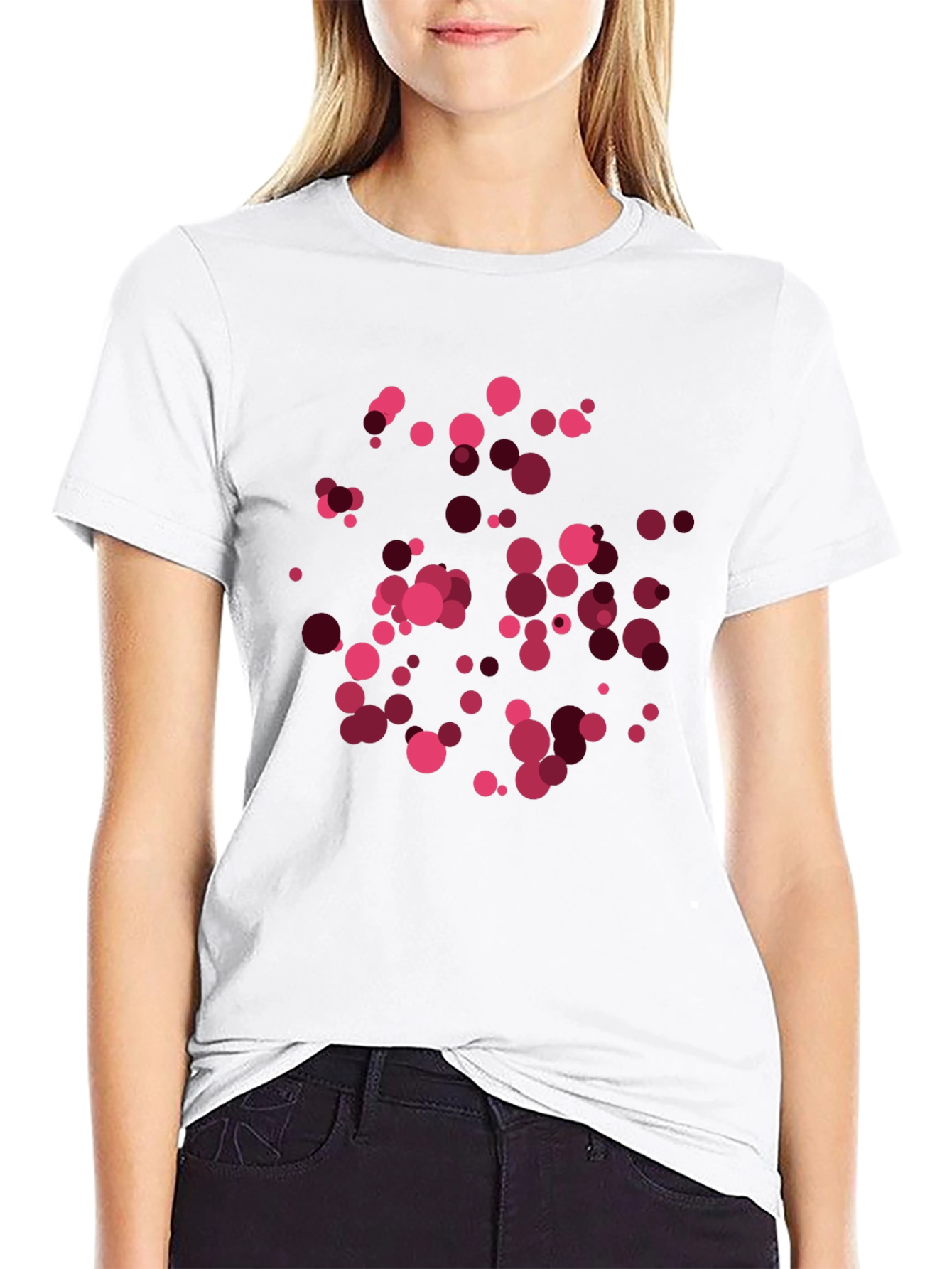 Black Modern Abstract Dot T-Shirt view 9