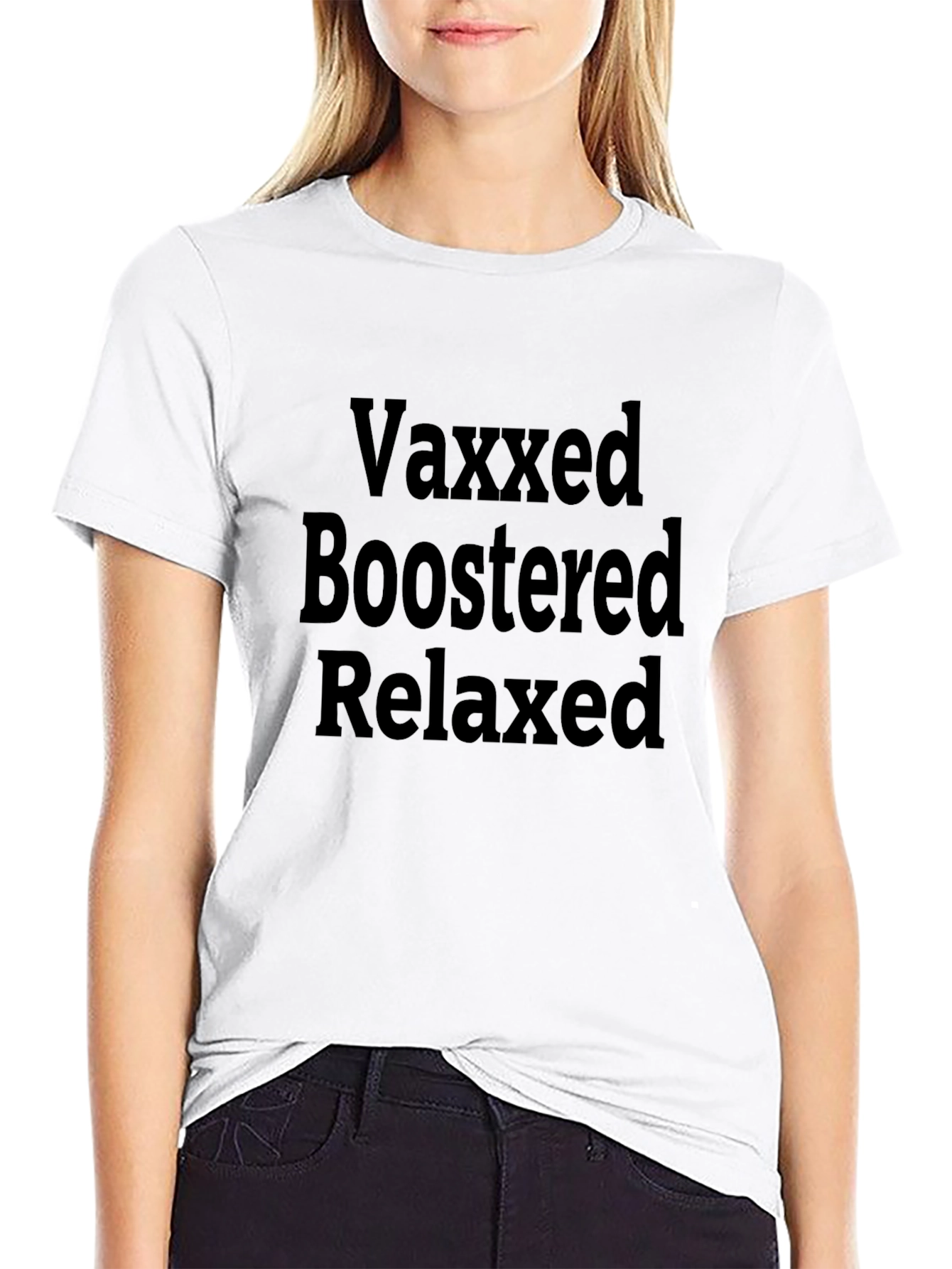 Black Vaxxed, Boosted, Relaxed Black T-Shirt view 9