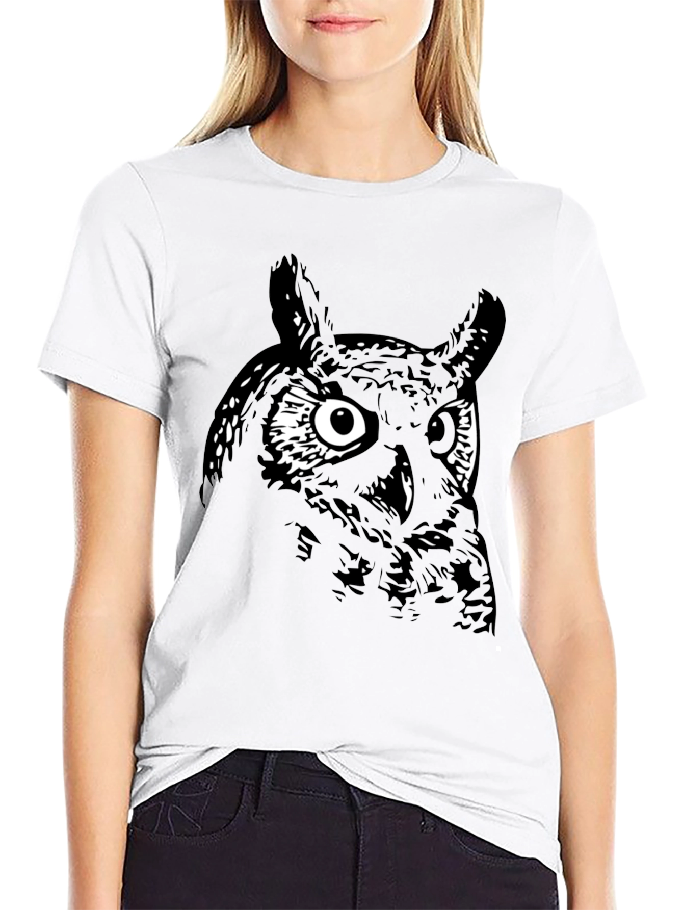 Black Men's Black Owl Graphic Tee view 9
