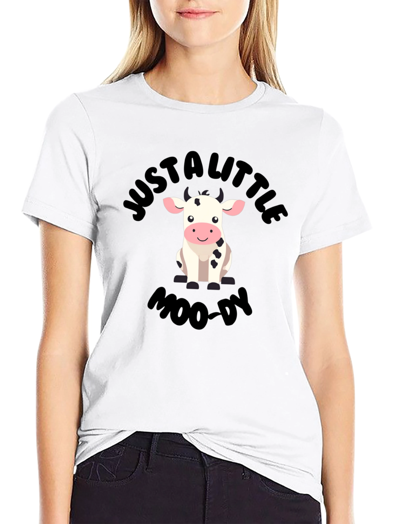 Black Just a Little Moo-dy Graphic T-Shirt view 9