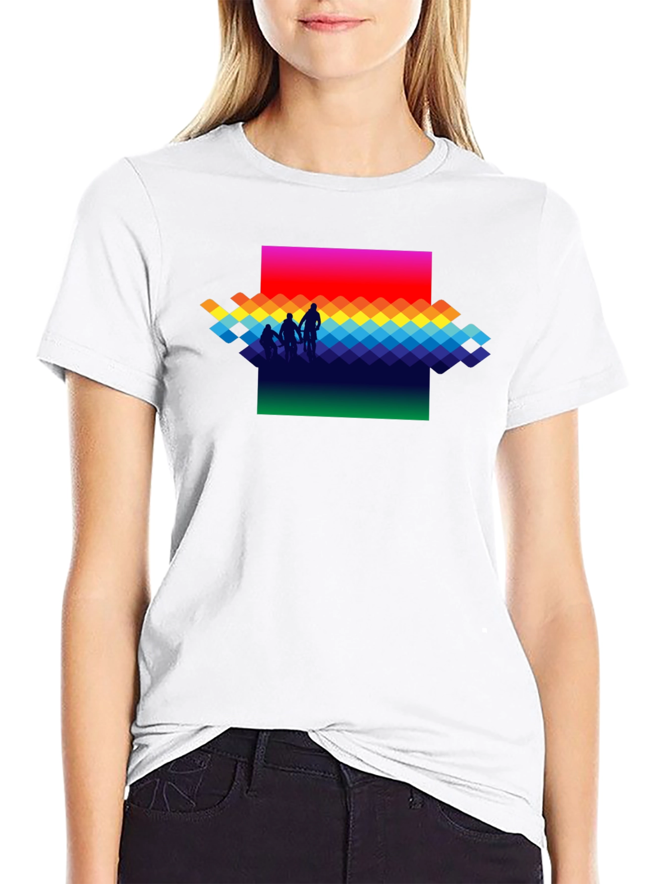 Black Rainbow Pixel Art T-Shirt - Stylish Graphic Tee view 9