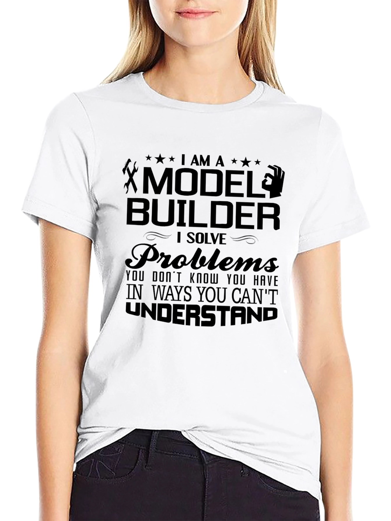 Black Model Builder T-Shirt - I Solve Problems Tee view 9