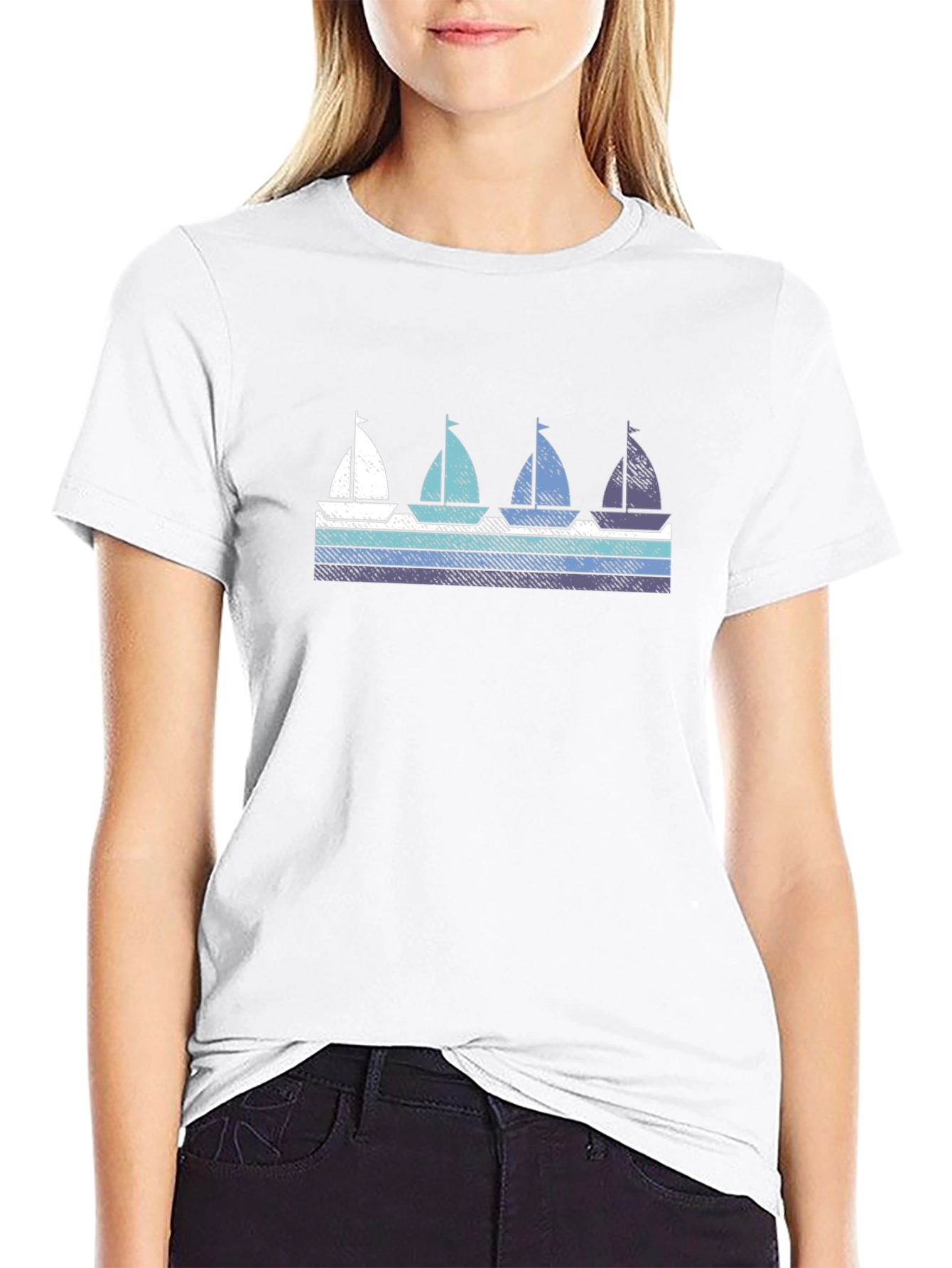Black Retro Sailboat Graphic Tee - Nautical Style view 9
