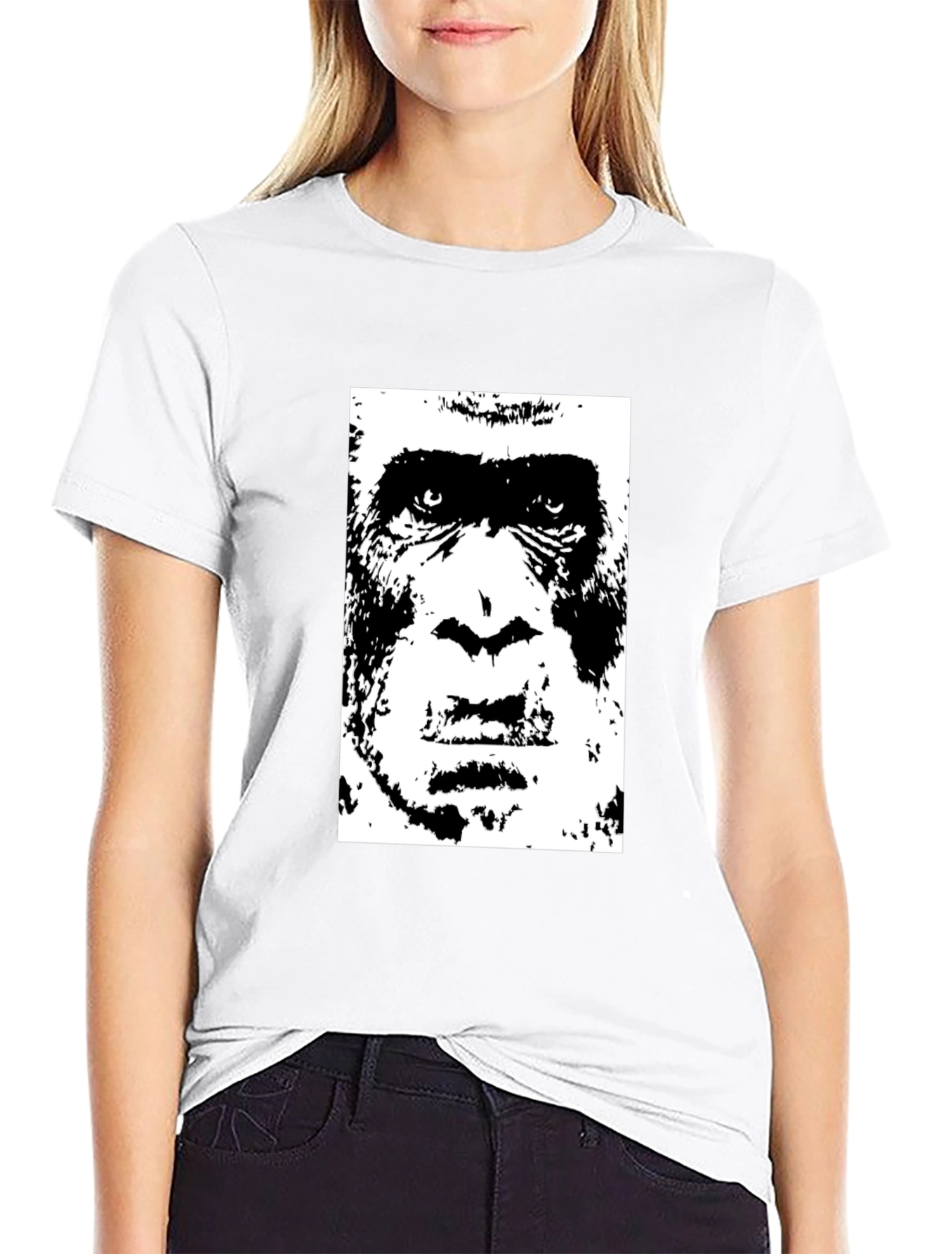 Black Gorilla Face Graphic Black T-Shirt view 9