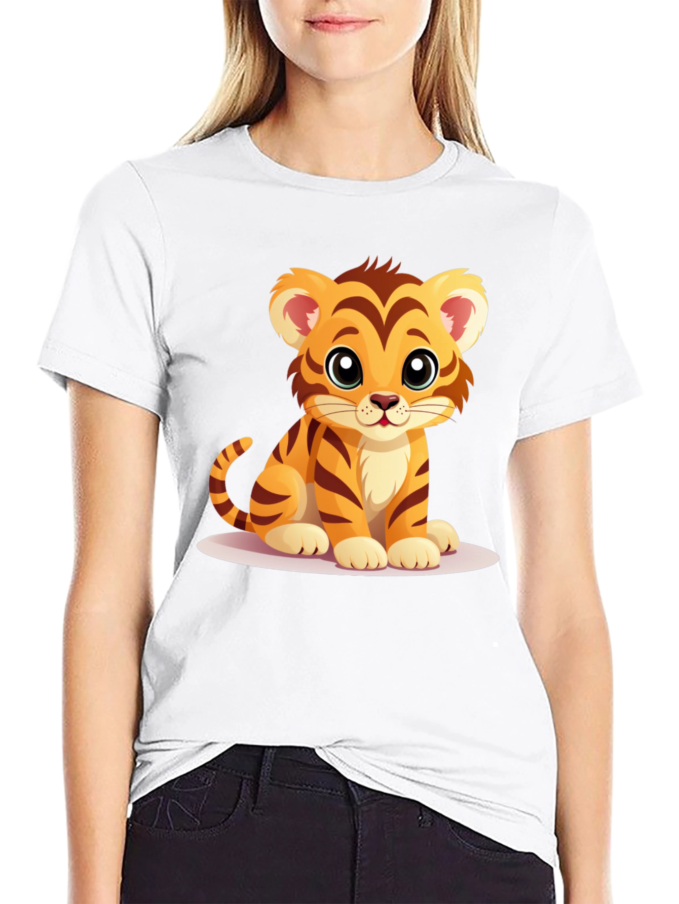 Black Cute Tiger Cub Graphic T-Shirt view 9