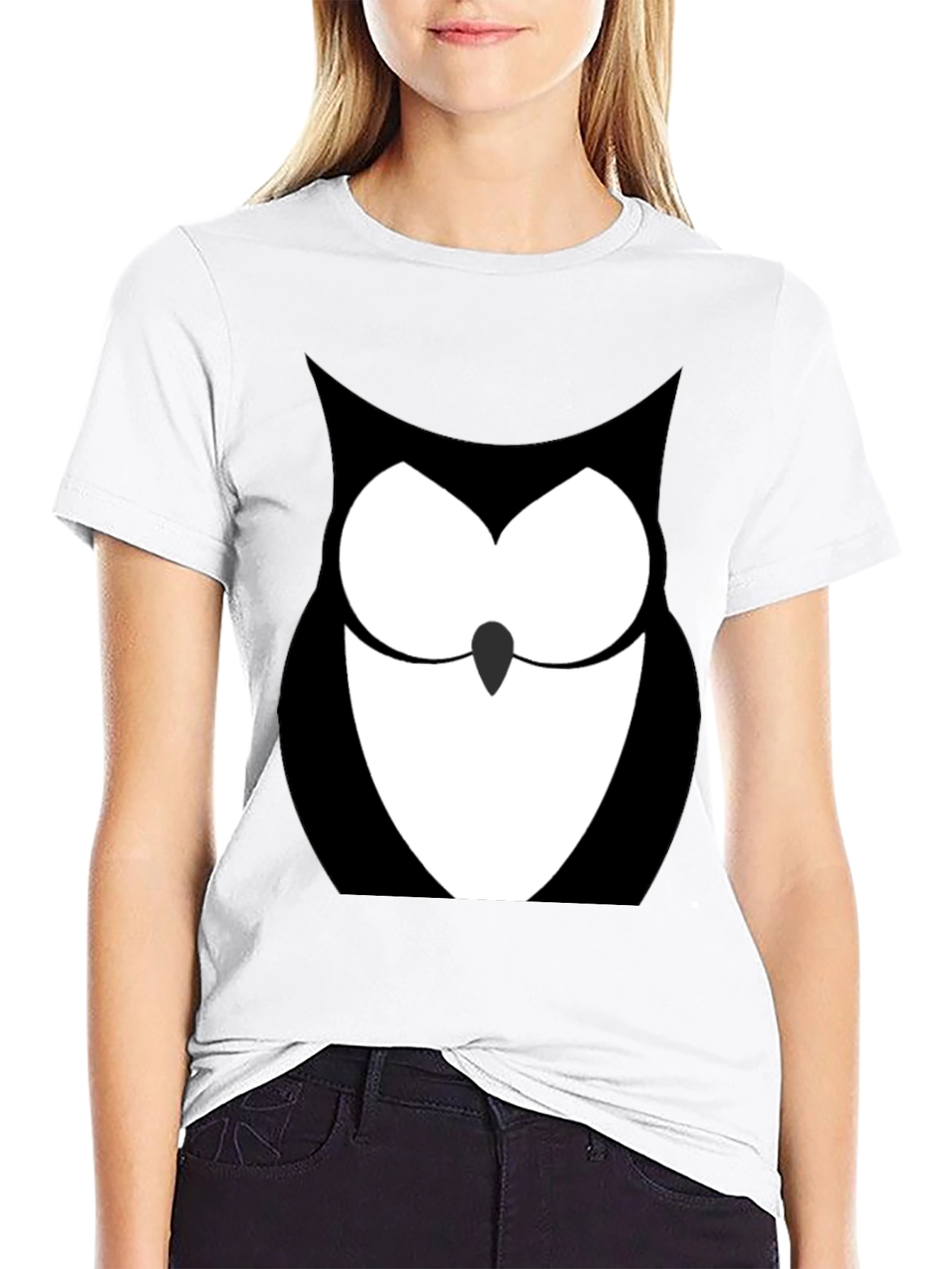 Black Owl Graphic Print Black T-Shirt view 9
