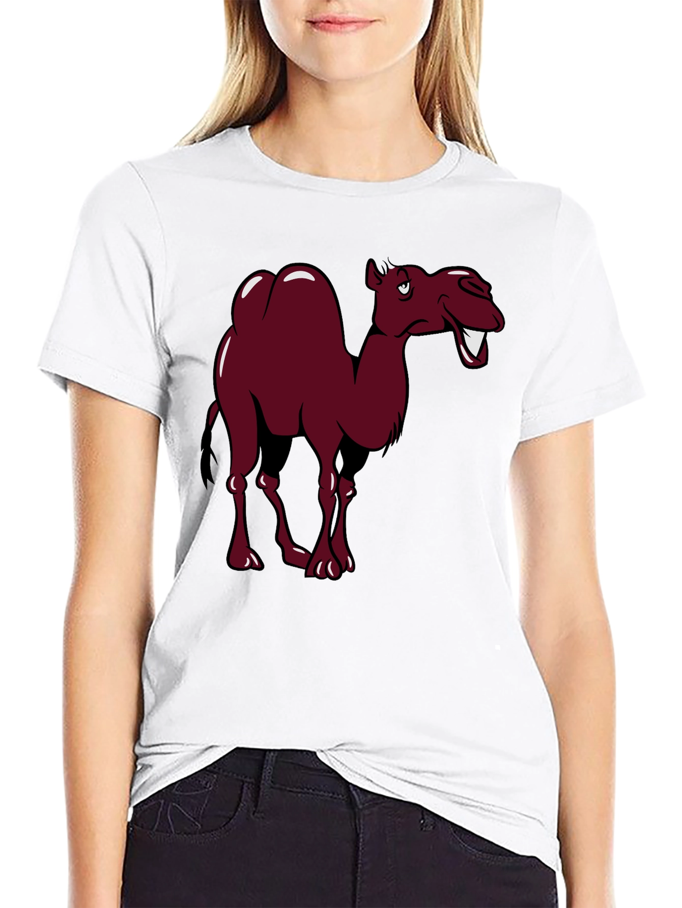 Black Funny Camel Cartoon Graphic Tee view 9