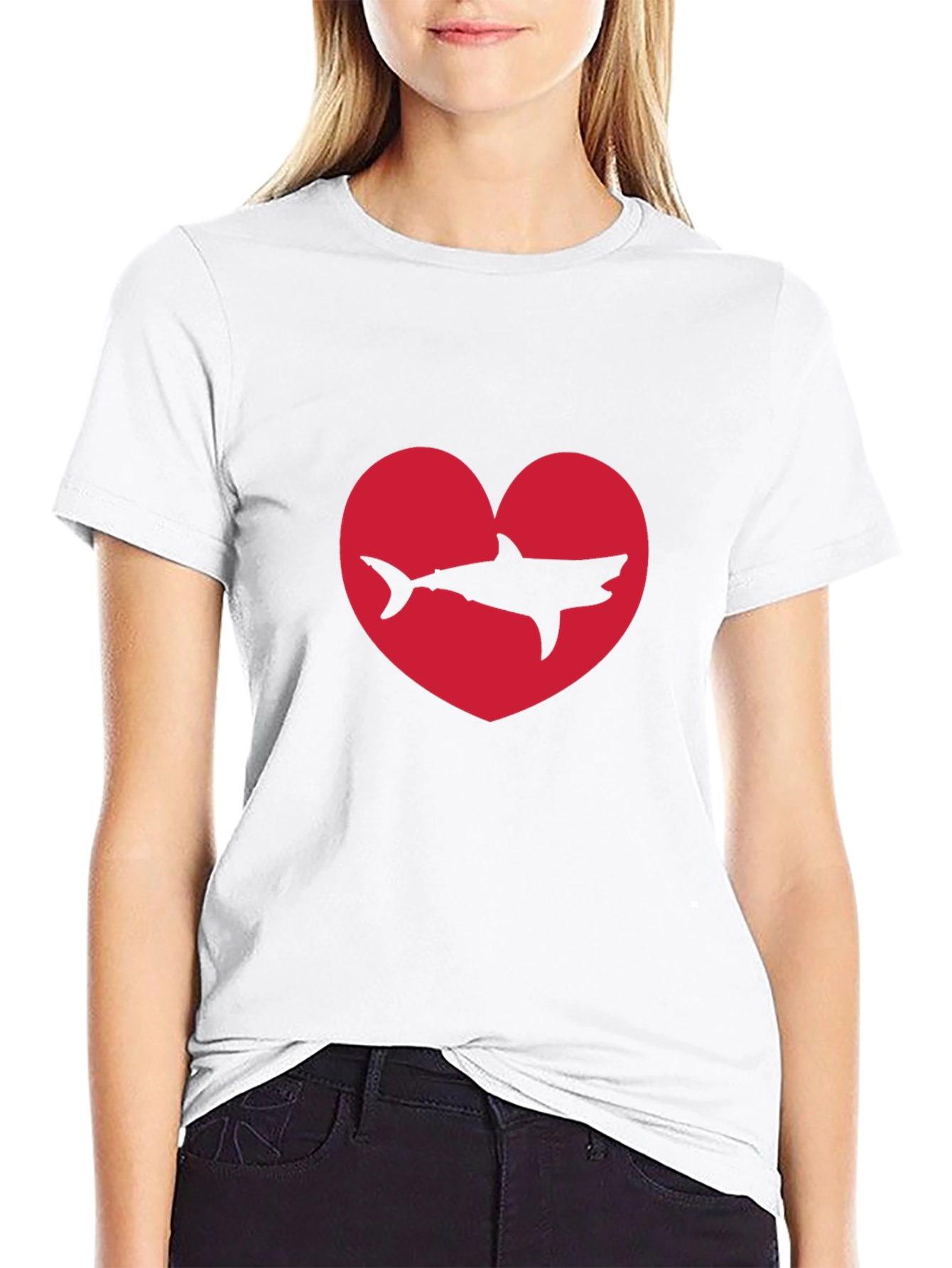 Black Shark Heart Black T-Shirt view 9