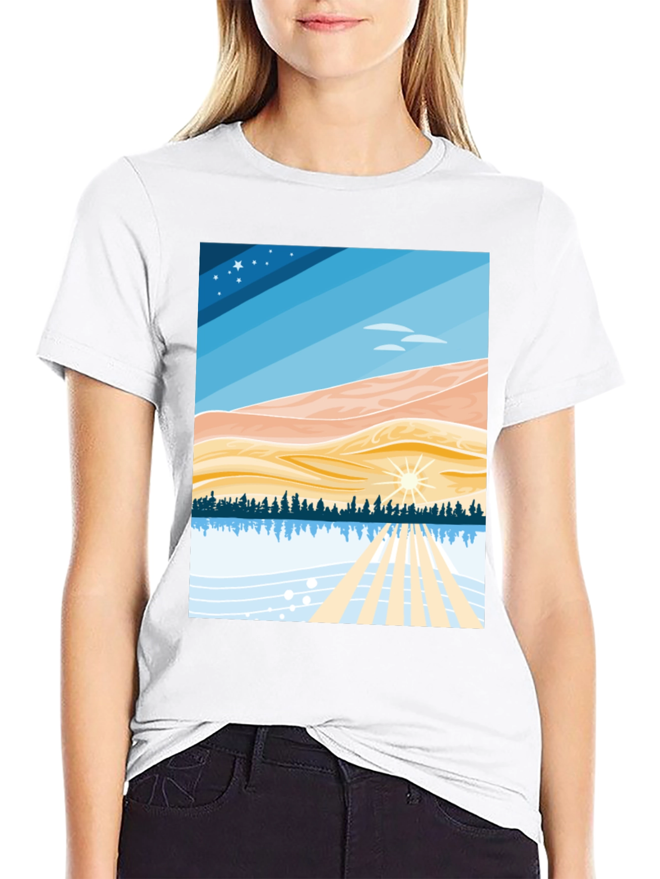 Black Scenic Landscape Graphic Tee - Soft Cotton Blend view 9