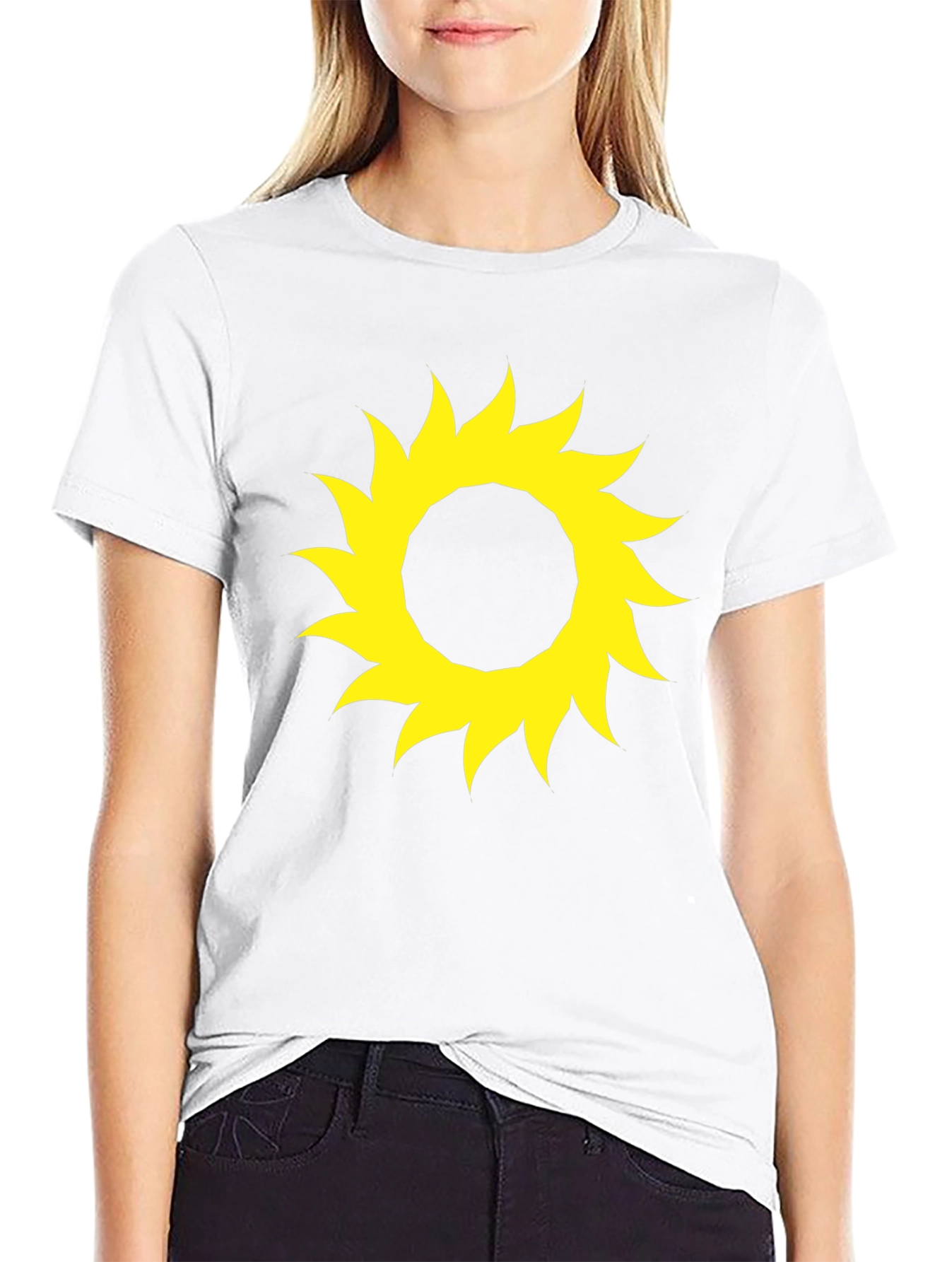 Black Black T-Shirt with Yellow Sun Design view 9
