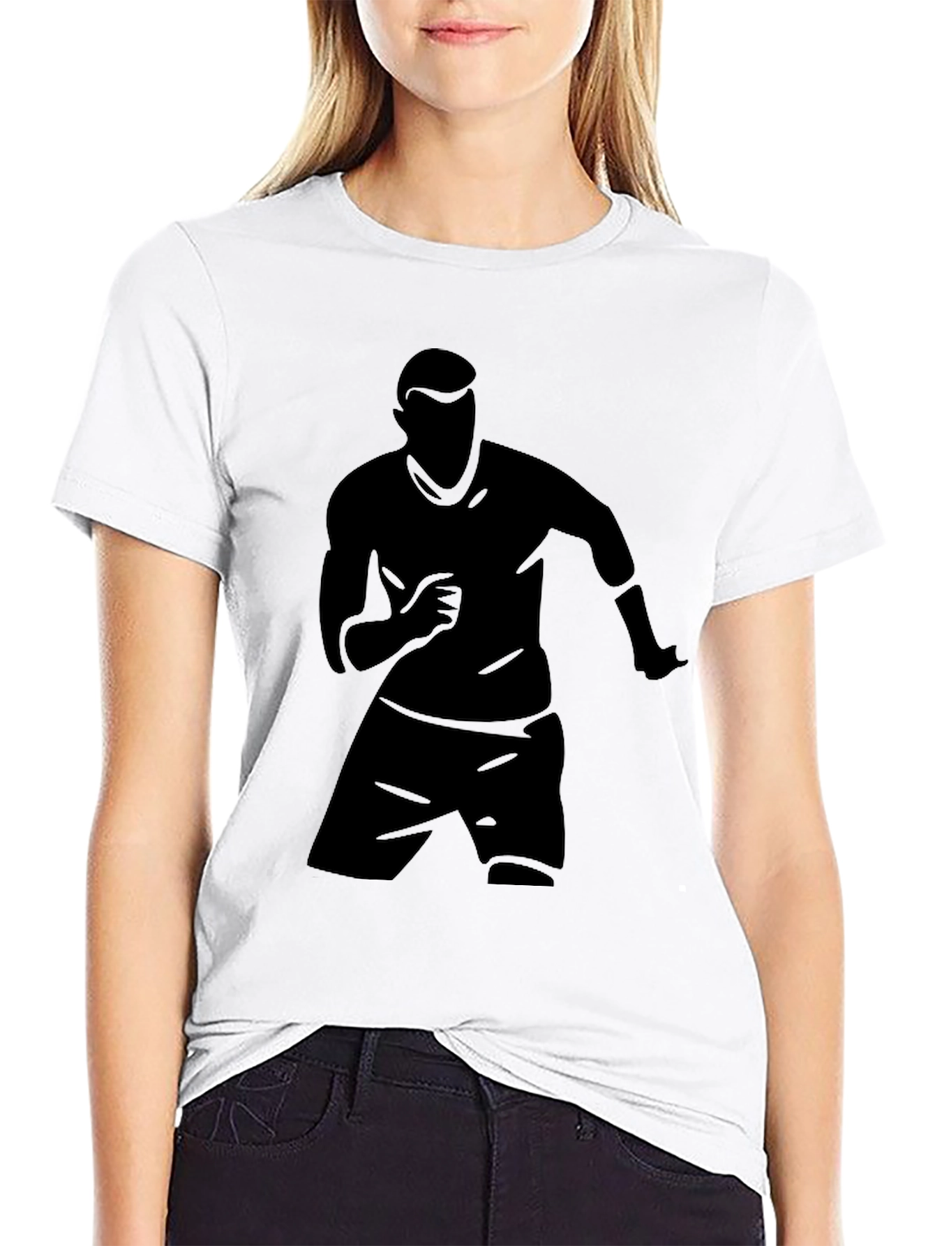 Men's Black Silhouette Athlete Graphic T-Shirt - 9