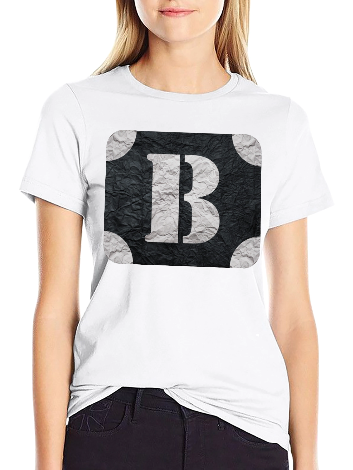 Black Letter B Graphic T-Shirt - Stylish Black Tee view 9