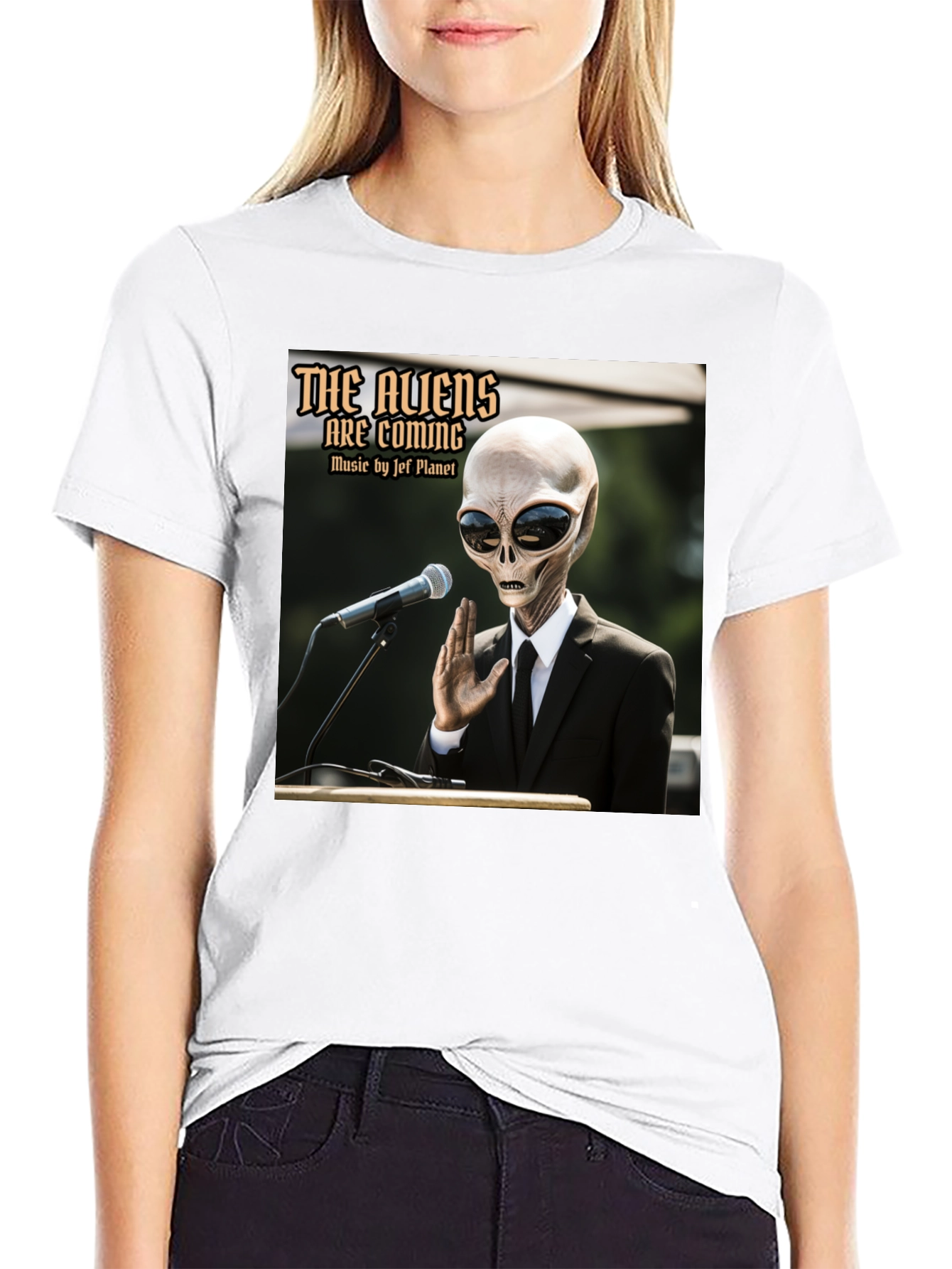 Black The Aliens Are Coming T-Shirt - Jef Planet Music view 9