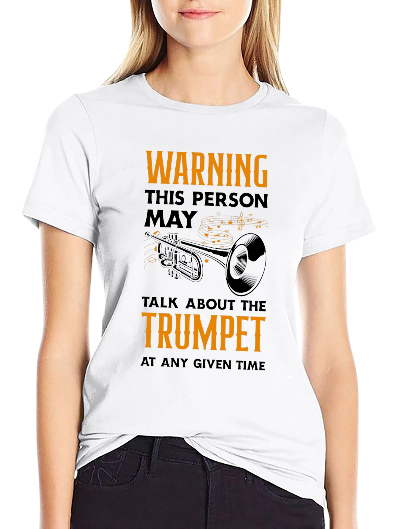 Black Warning Trumpet Player T-Shirt view 9