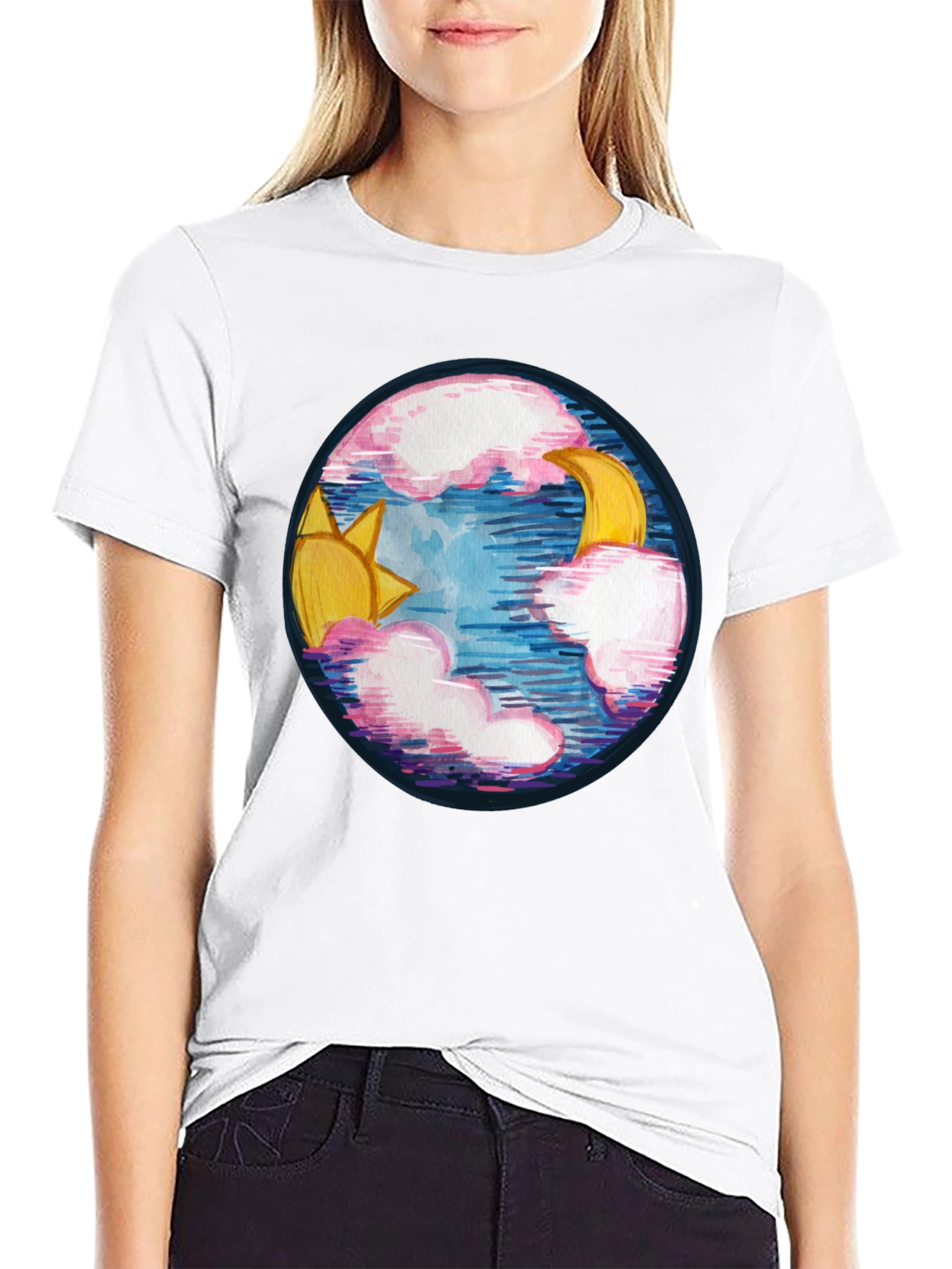 Black Sun & Moon Graphic Tee - Celestial Design view 9