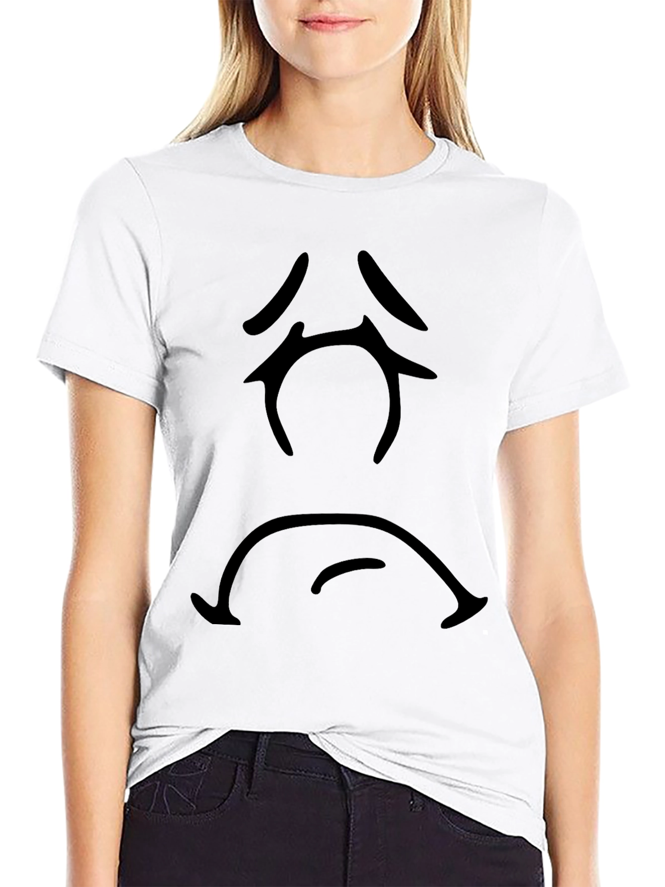 Black Sad Face Graphic T-Shirt - Black Casual Tee view 9