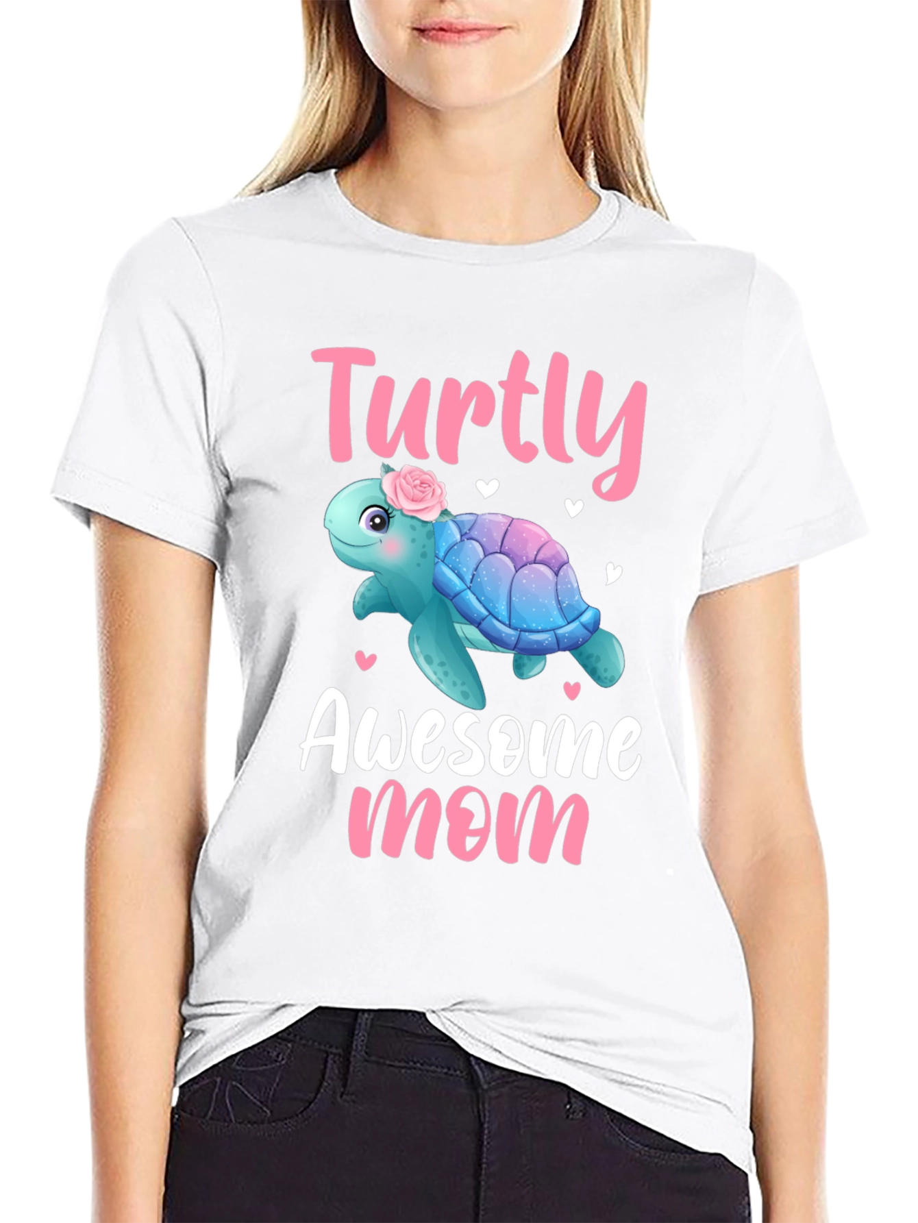 Black Turtly Awesome Mom T-Shirt - Cute Turtle Design view 9