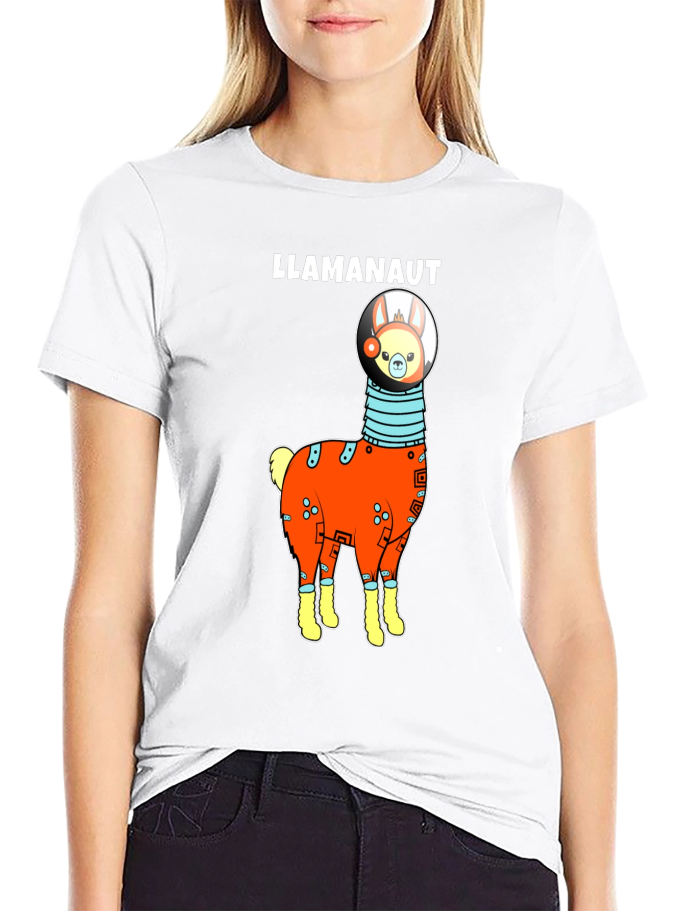 Black Llama Astronaut Graphic T-Shirt view 9