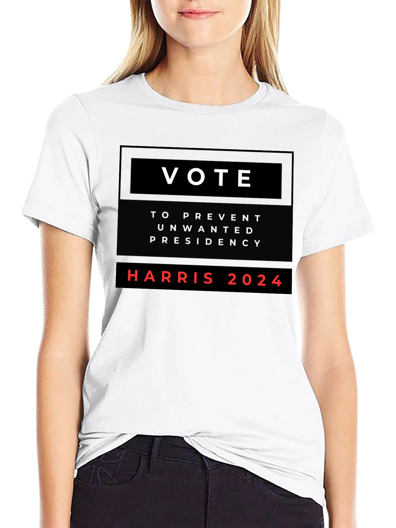 Black Vote Harris 2024 T-Shirt: Prevent Unwanted Presidency view 9