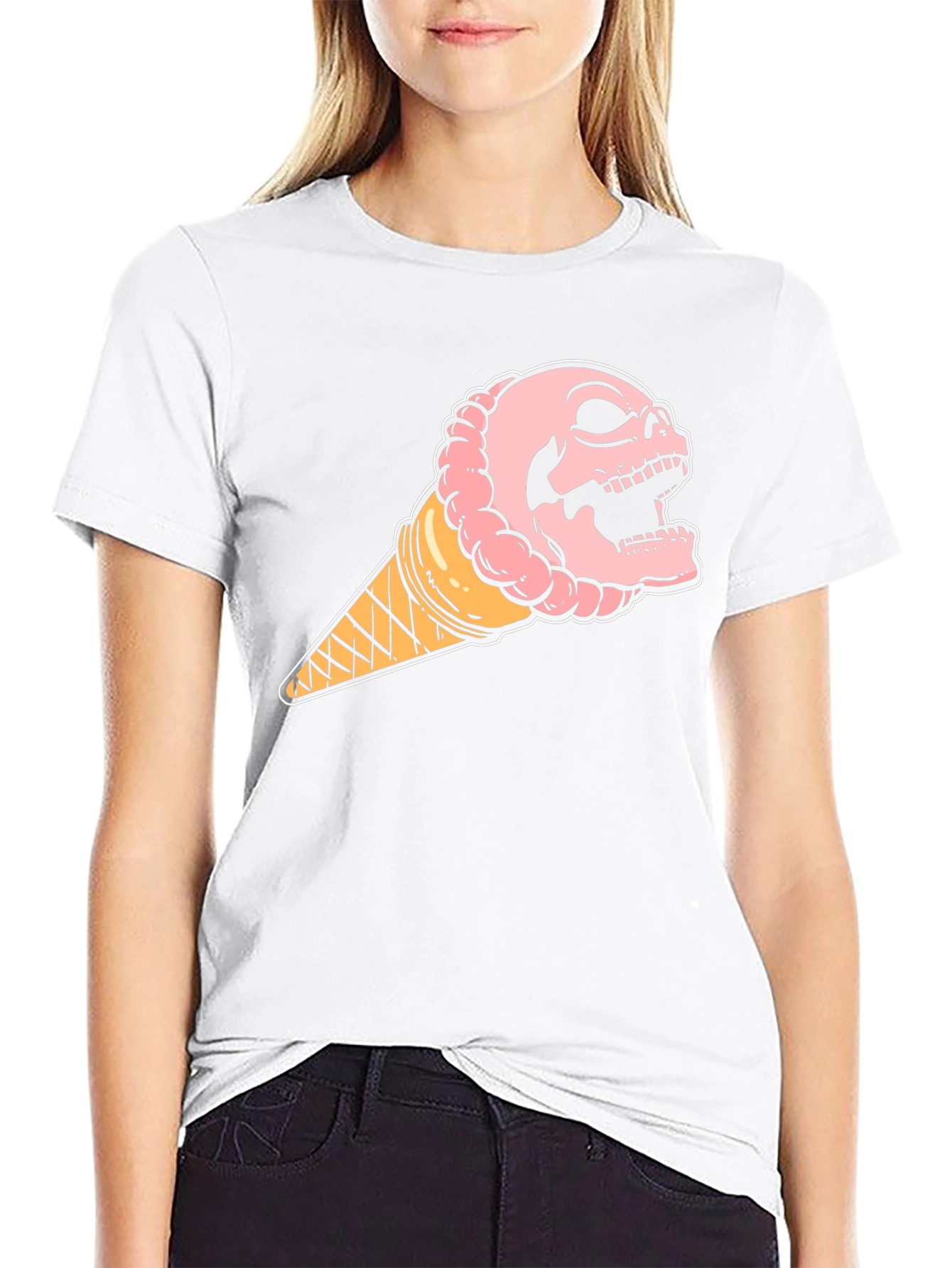 Black Skull Ice Cream T-Shirt - Unique Graphic Tee view 9