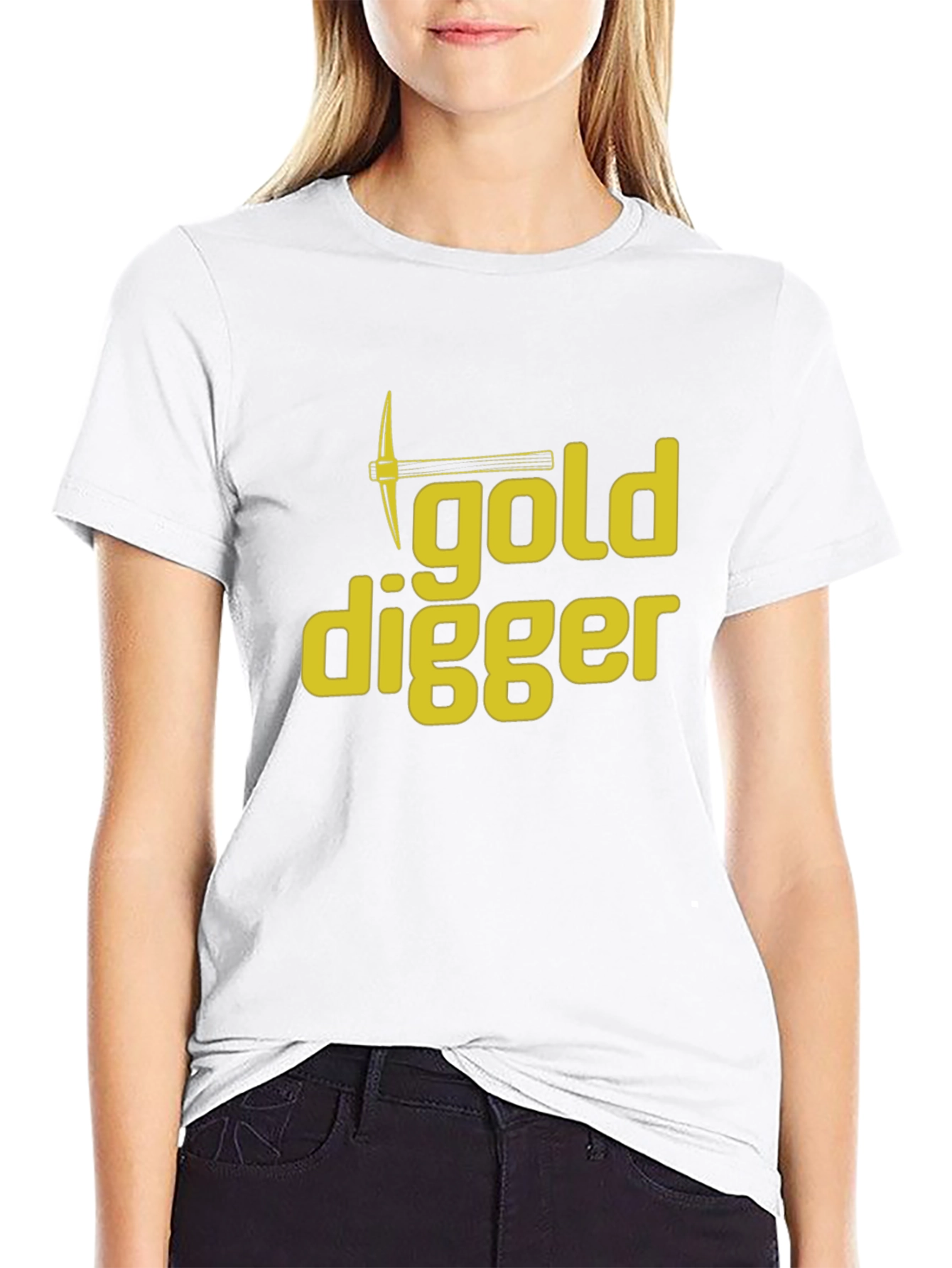 Black Gold Digger Graphic Tee - Humorous Crew Neck T-Shirt view 9