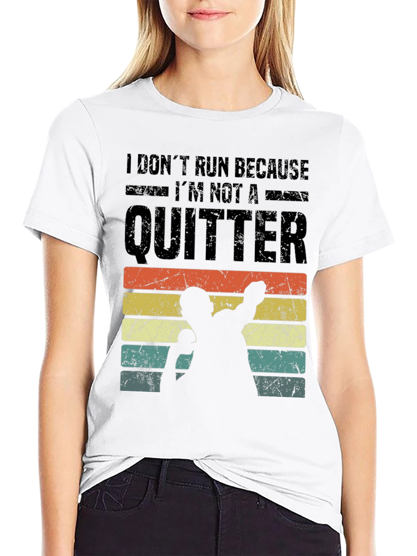 Black I Don't Run Because I'm Not a Quitter T-Shirt view 9