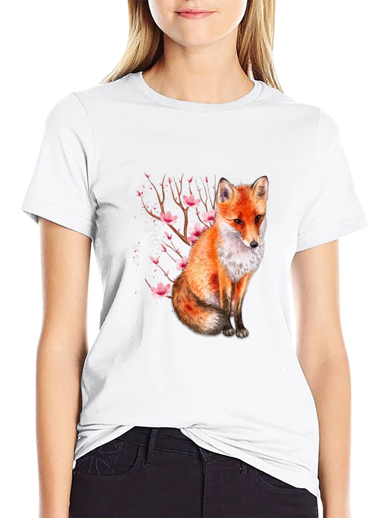 Black Fox & Blossom Print Black T-Shirt view 9