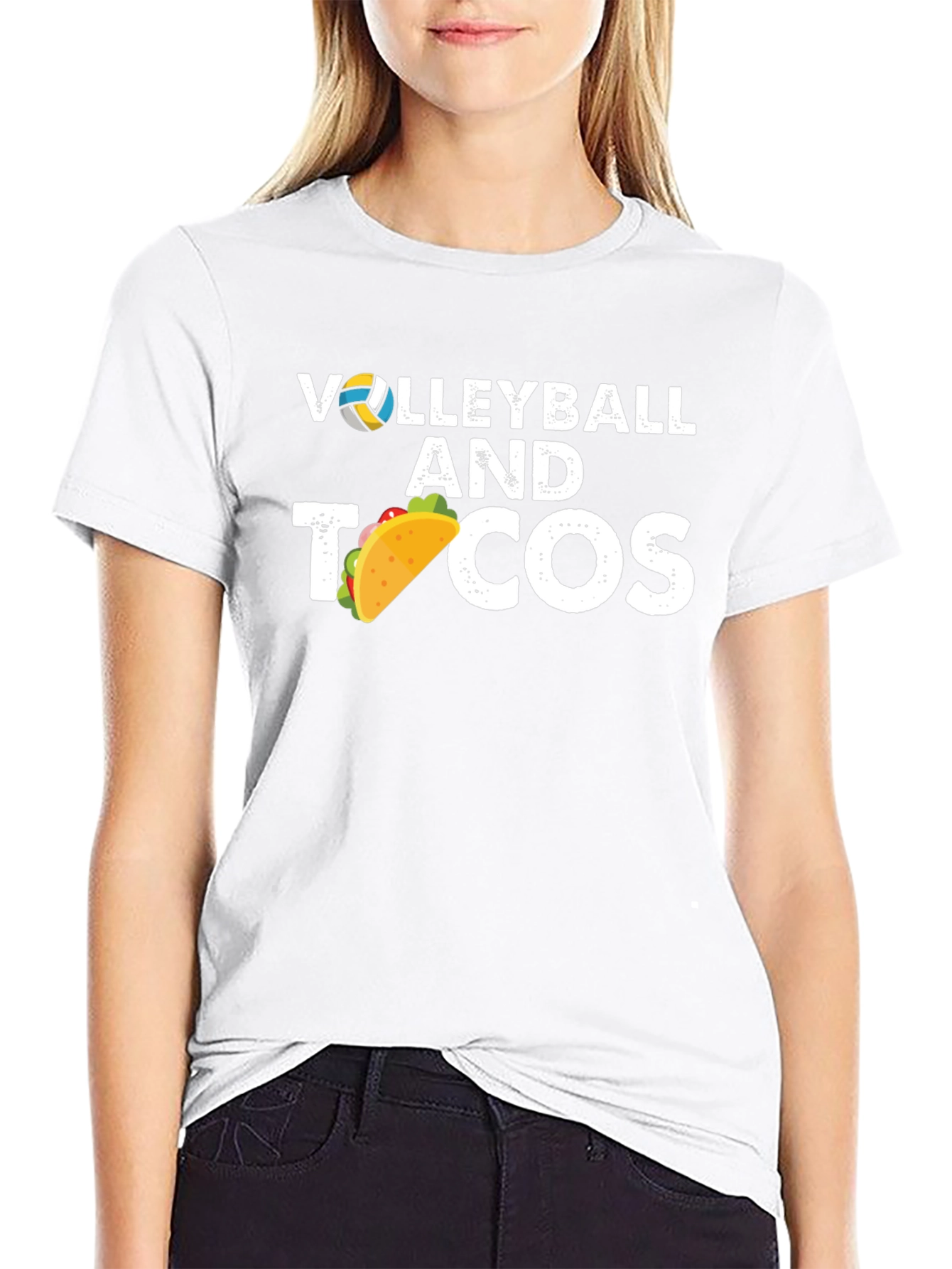 Black Volleyball & Tacos Graphic Tee - Black view 9